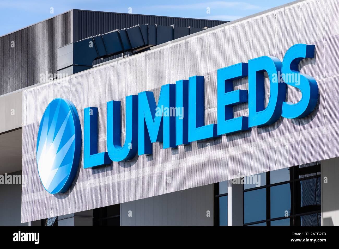 31 gennaio 2020 San Jose / CA / USA - sede centrale di Lumileds in Silicon Valley; Lumileds è un'azienda di illuminazione che sviluppa, produce e distribuisce Foto Stock