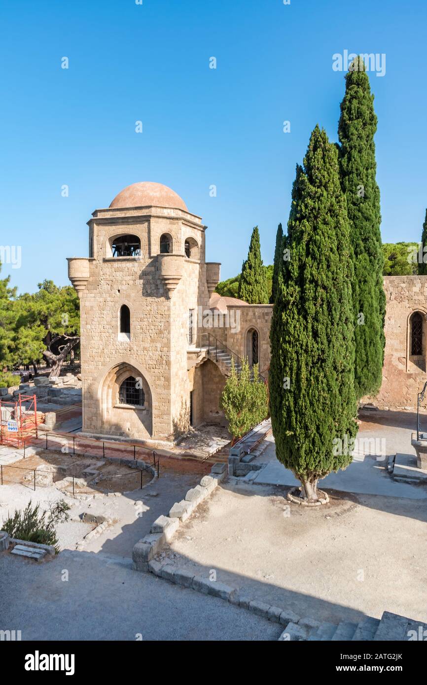 Monastero medievale di Filerimos sull'Acropoli di Ialyssos (Rodi, Grecia) Foto Stock
