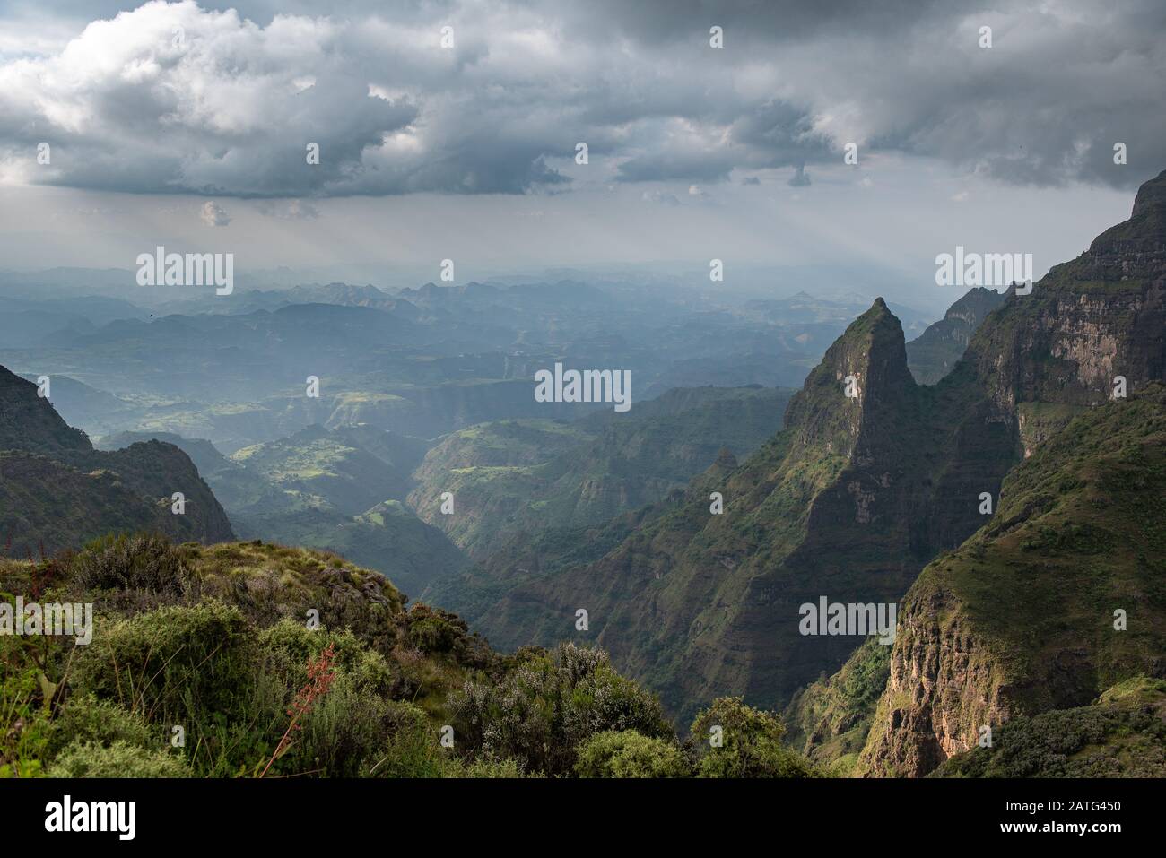 Vista sulle montagne Simien Foto Stock