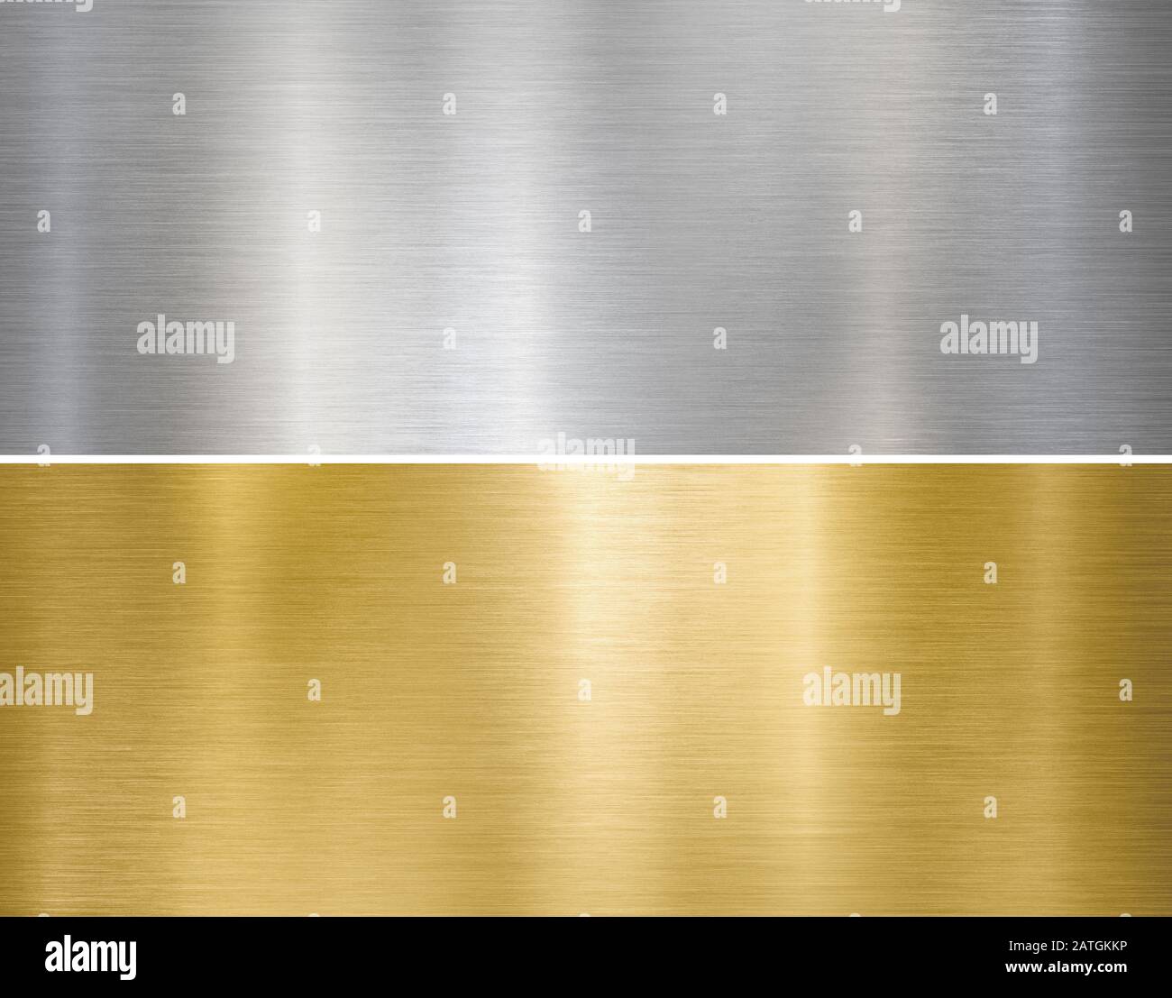 Piastre in metallo color argento spazzolato e oro testurizzato Foto Stock