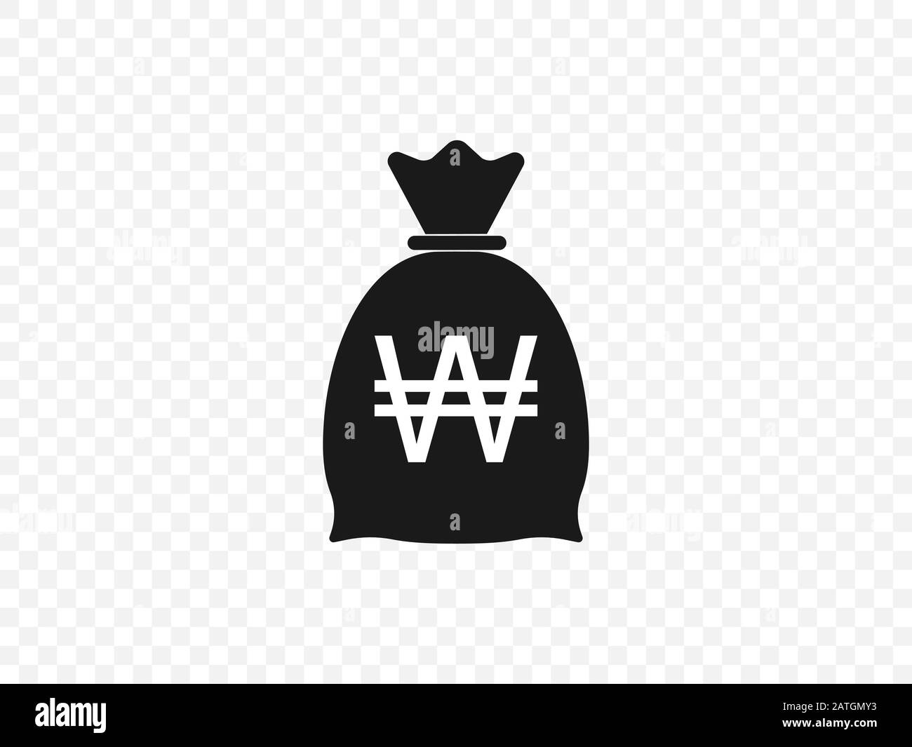 Coreano vinto, icona borsa di denaro. Illustrazione vettoriale, design piatto Illustrazione Vettoriale