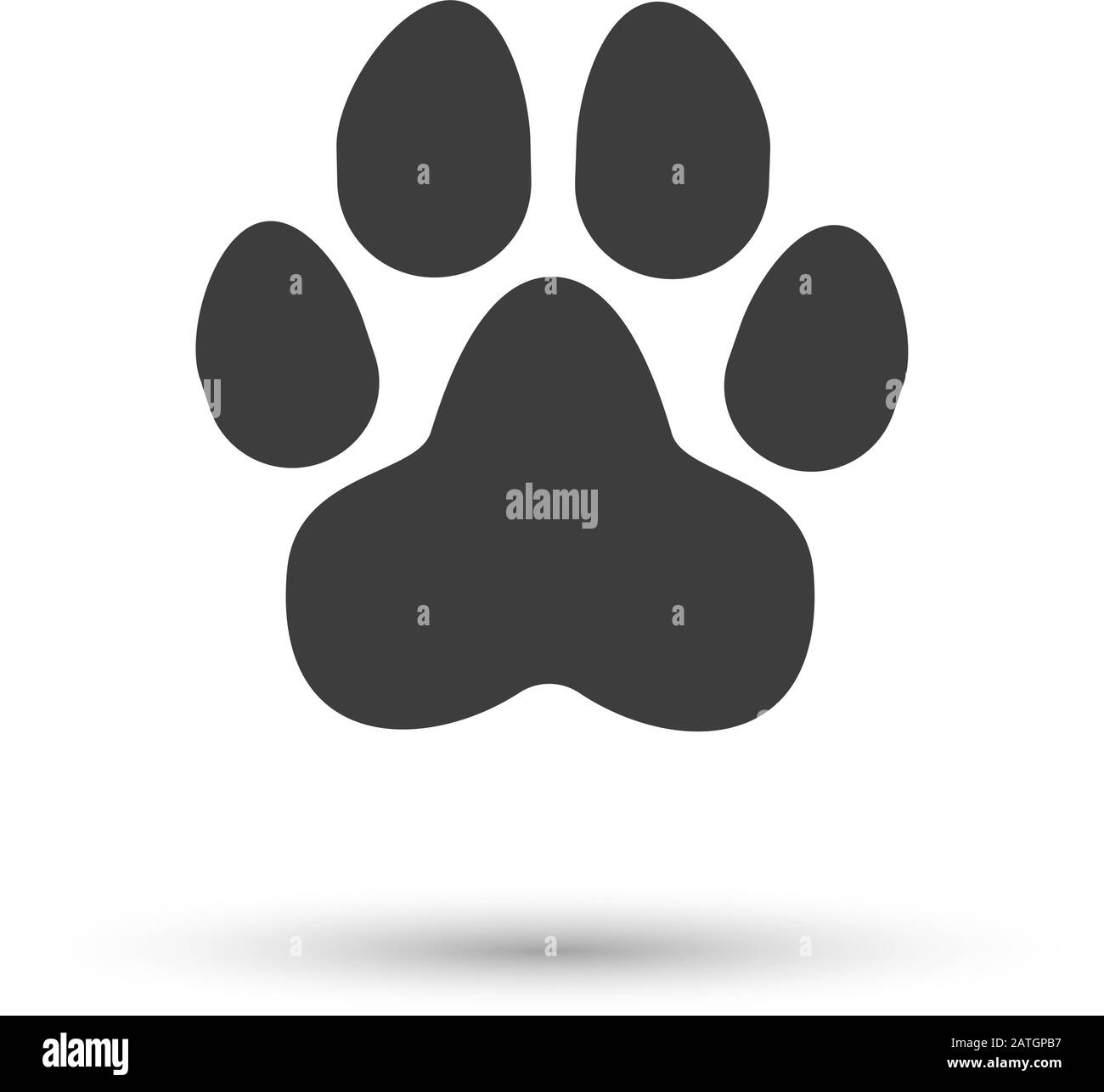 Icona Dog Paw. Ingombro animale semplice. Gatto o cucciolo nero cartoon paw segno. Illustrazione dei mammiferi vettoriali Illustrazione Vettoriale