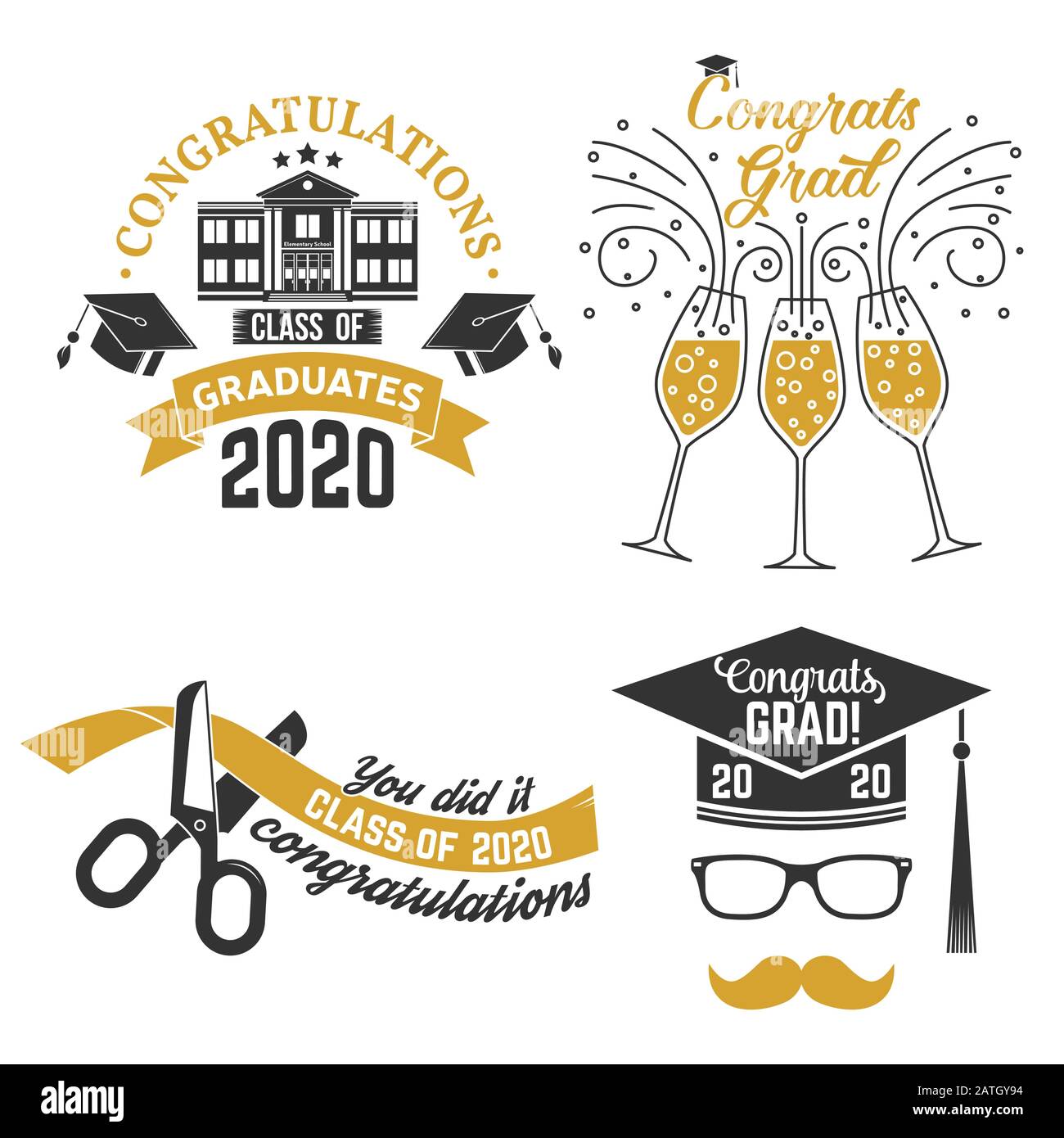 Set di classe Vector 2020 badge. Concetto di camicia, stampare, guarnizione, una sovrapposizione o un timbro, saluto, scheda di invito. Tipografia design- stock a vettore. Illustrazione Vettoriale