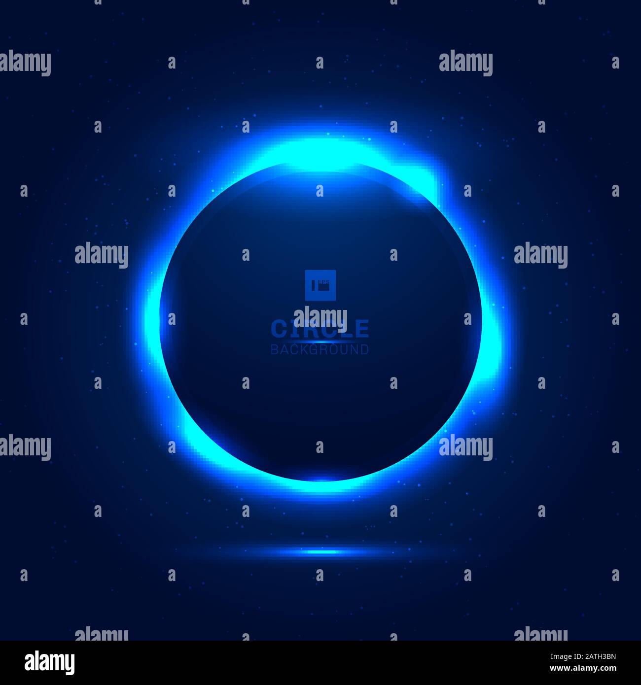 Astratto solare eclisse spazio blu con una stella che brilla da dietro uno spazio di sfondo pianeta per il tuo testo. Effetto di illuminazione circolare geometrica. Vect Illustrazione Vettoriale