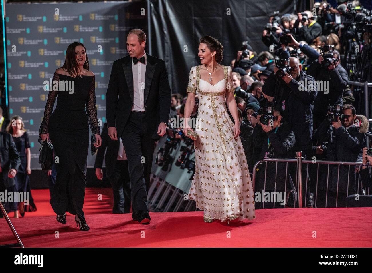 Prince William e Catherine Duchess di Cambridge partecipano ai British Academy Film Awards alla Royal Albert Hall di Kensington, Londra, Regno Unito Foto Stock