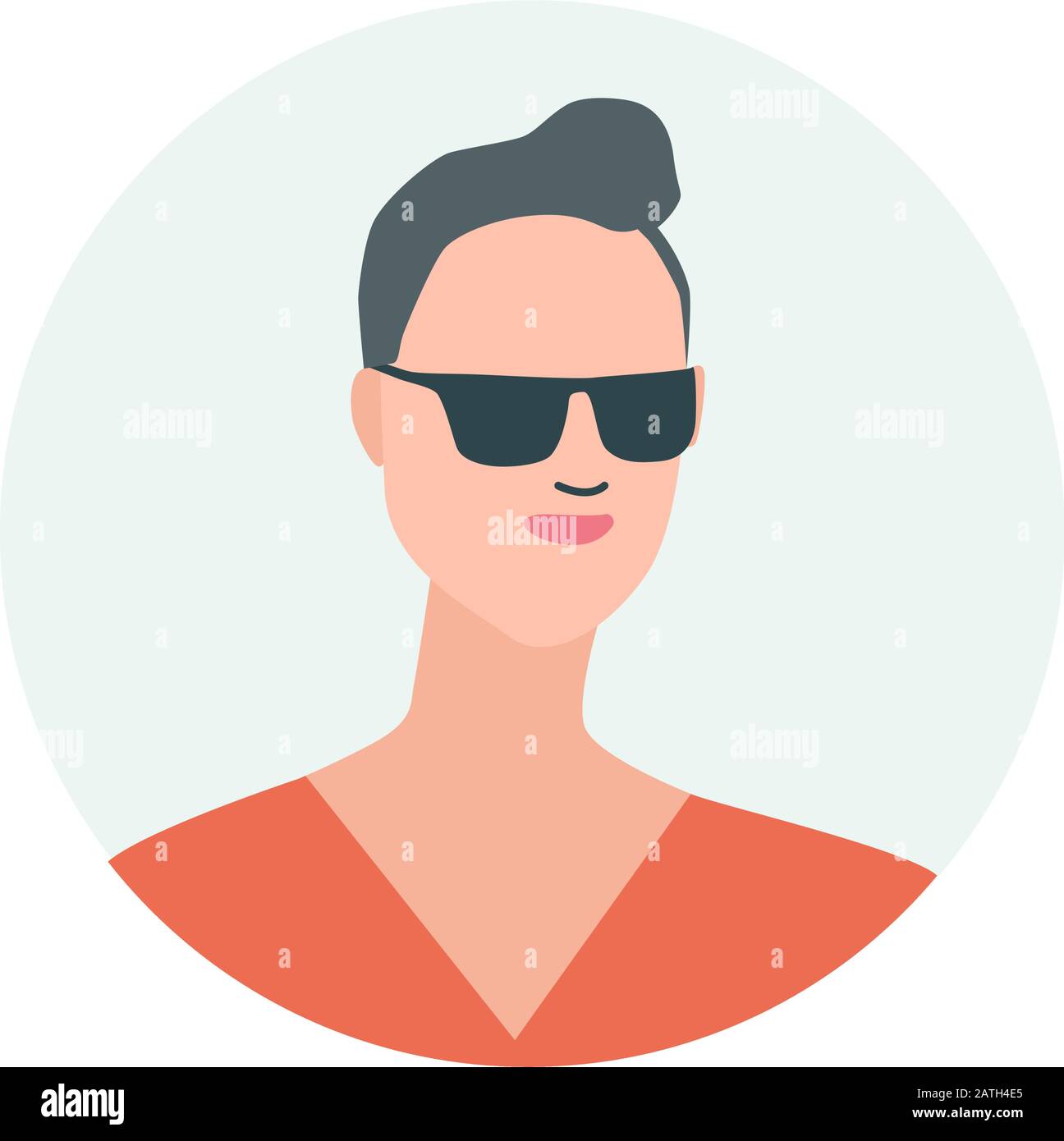 Colorato cerchio di faccia maschio in stile piatto. Icona vettore cartoon. Design moderno. Uomini faccia. Profilo avatar silhouette persona. Ritratto rotondo isolato. Illustrazione Vettoriale