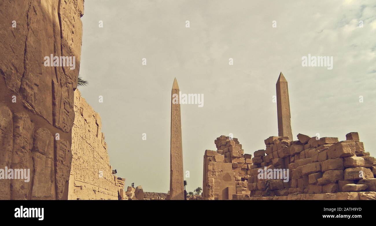 Vista del tempio di Karnak, Luxor, Egitto Foto Stock