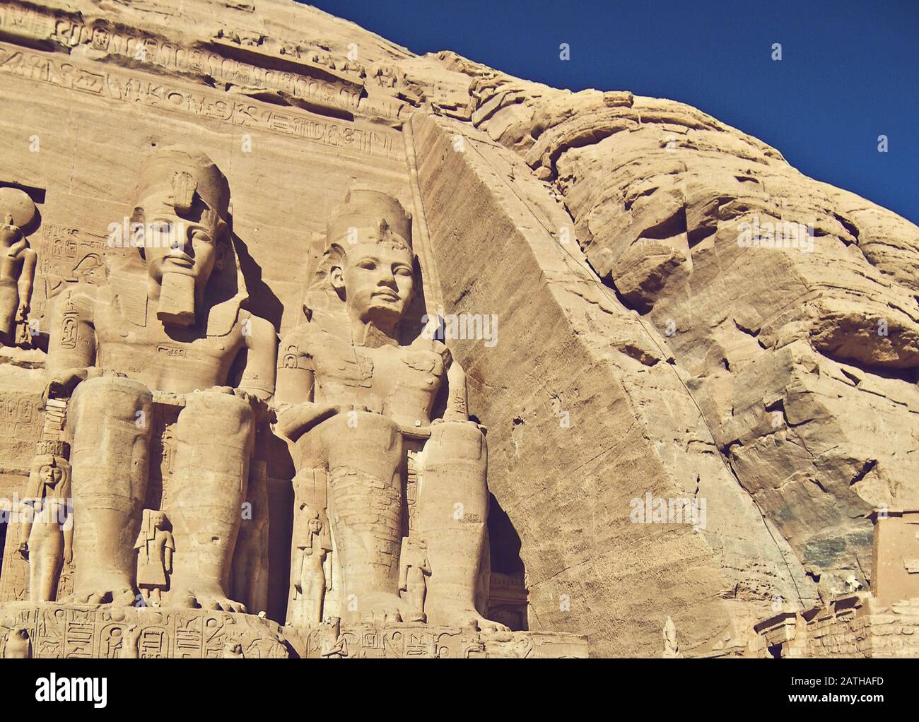 Particolare del Grande Tempio di Ramesse II, Abu Simbel, Egitto Foto Stock