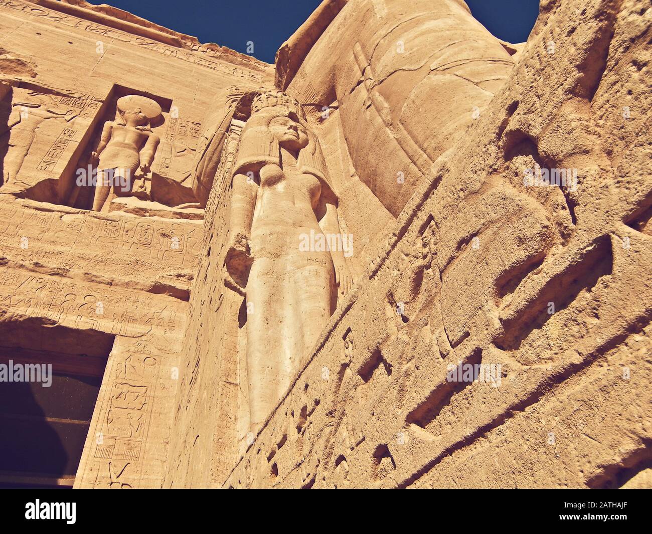 Particolare del Grande Tempio di Ramesse II, Abu Simbel, Egitto Foto Stock