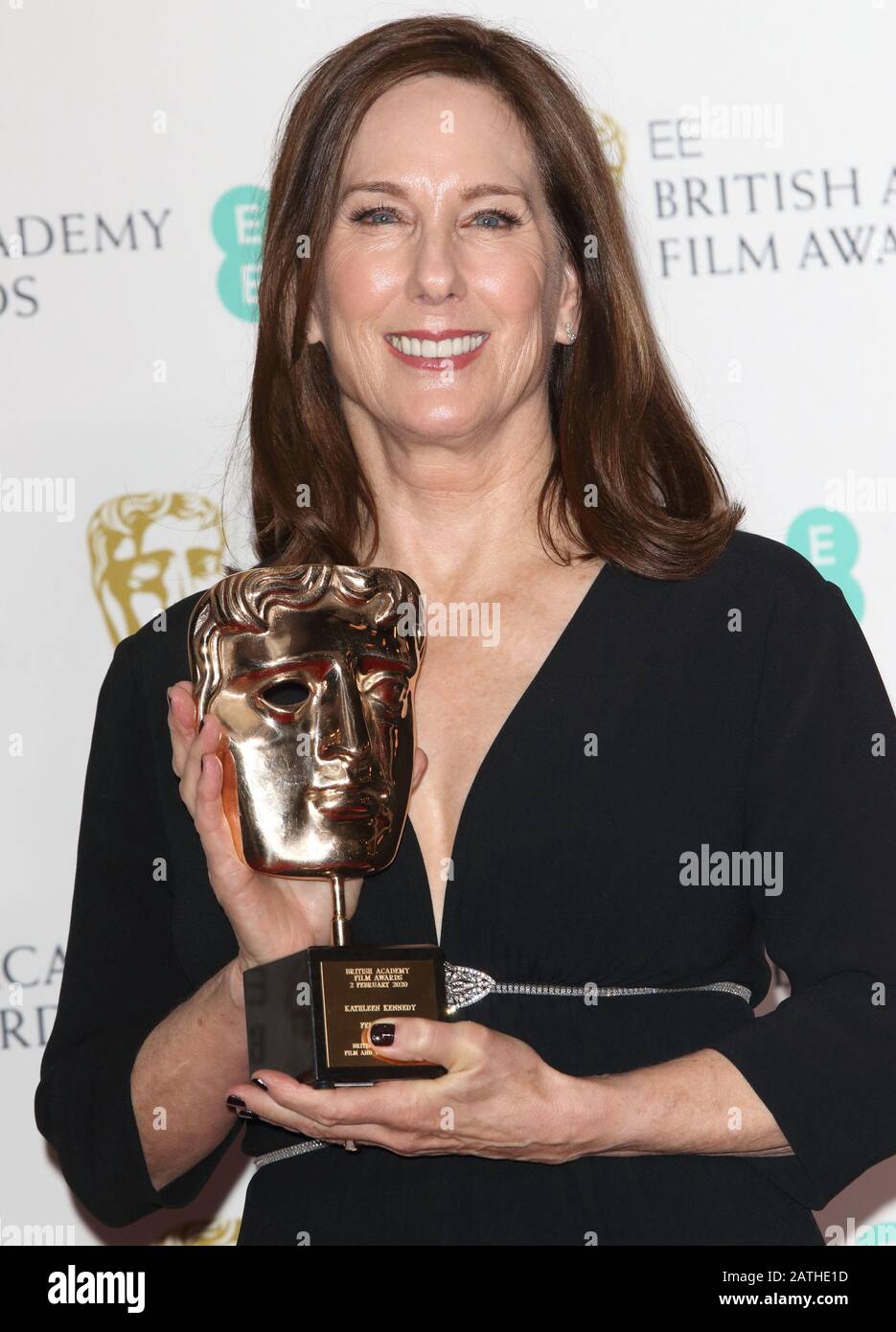 Kathleen Kennedy - Premio della Fellowship of Bafta durante i BAFTA British Academy Film Awards - Sala dei vincitori presso la Royal Albert Hall. Foto Stock