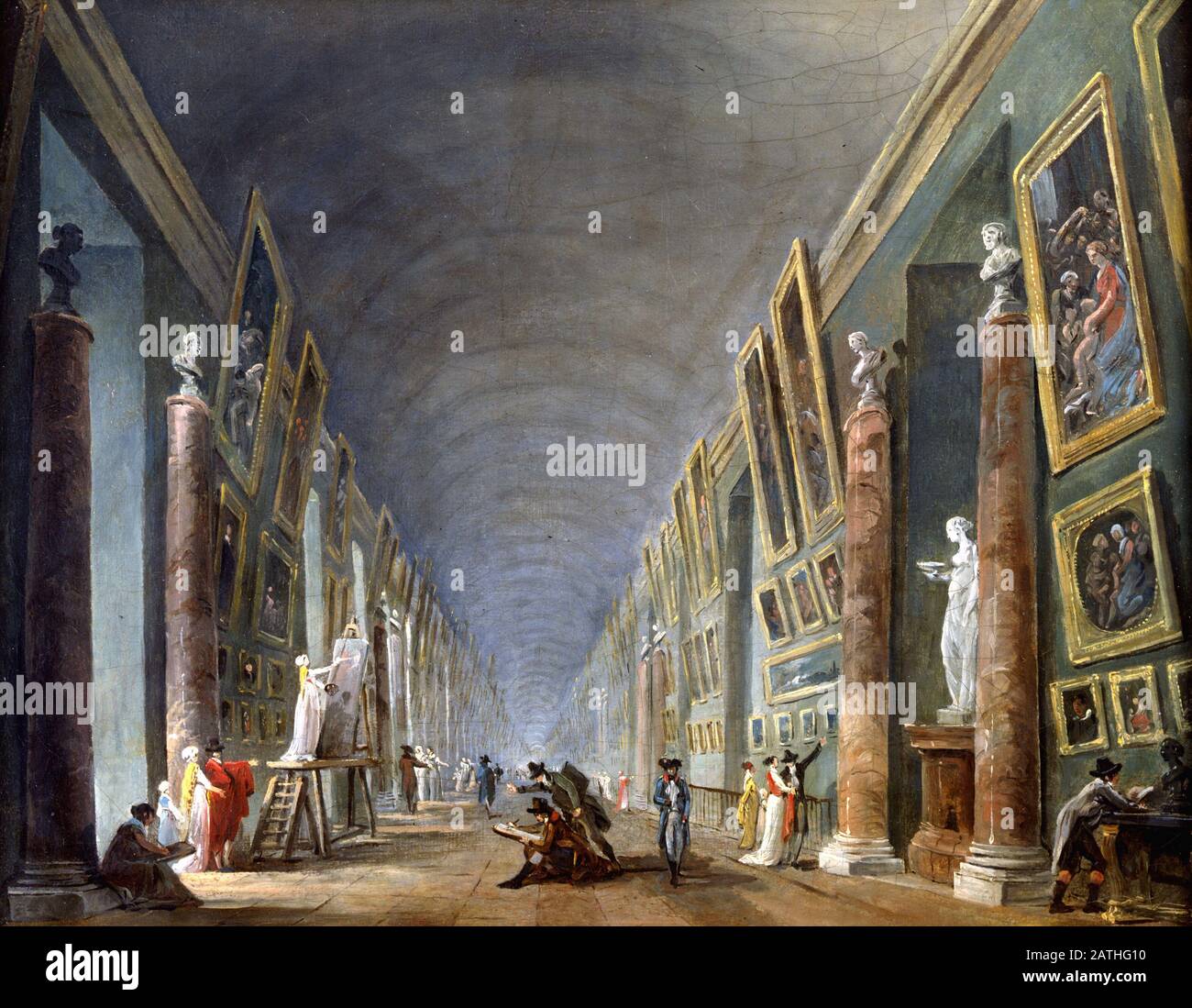 Hubert Robert Scuola Francese la Grande Galleria del Louvre tra il 1801 e il 1805 olio su tela del 19th secolo (37 x 46 cm) Parigi, museo del Louvre Foto Stock