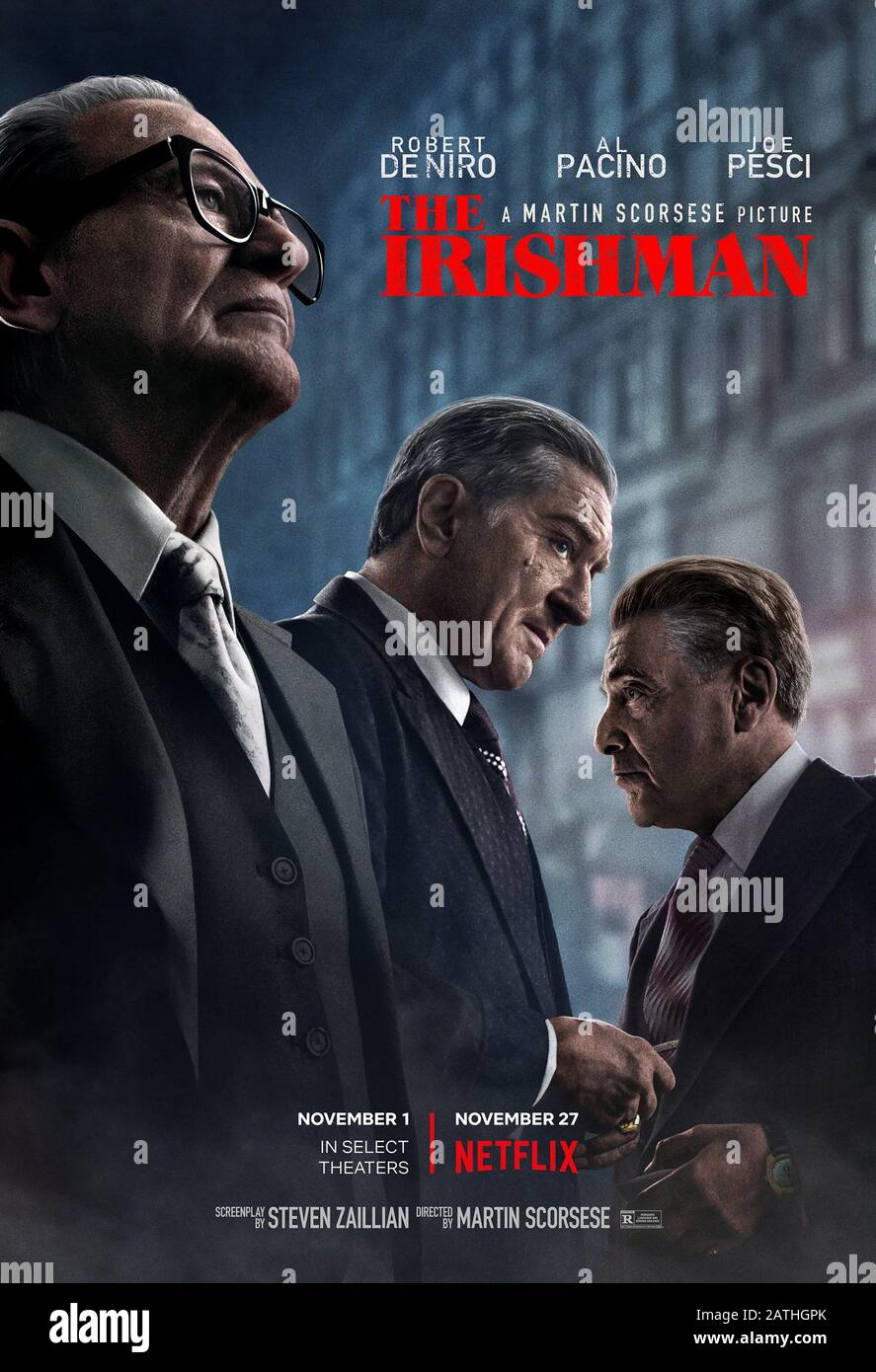 Anno Irishman : 2019 Direttore Usa : Martin Scorsese Joe Pesci, Robert De Niro, Al Pacino Poster (Usa) Foto Stock