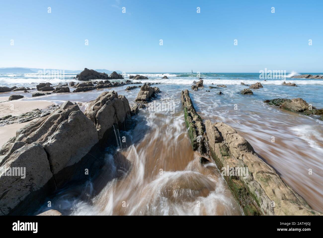 Playa de Barrika nei Paesi Baschi Foto Stock