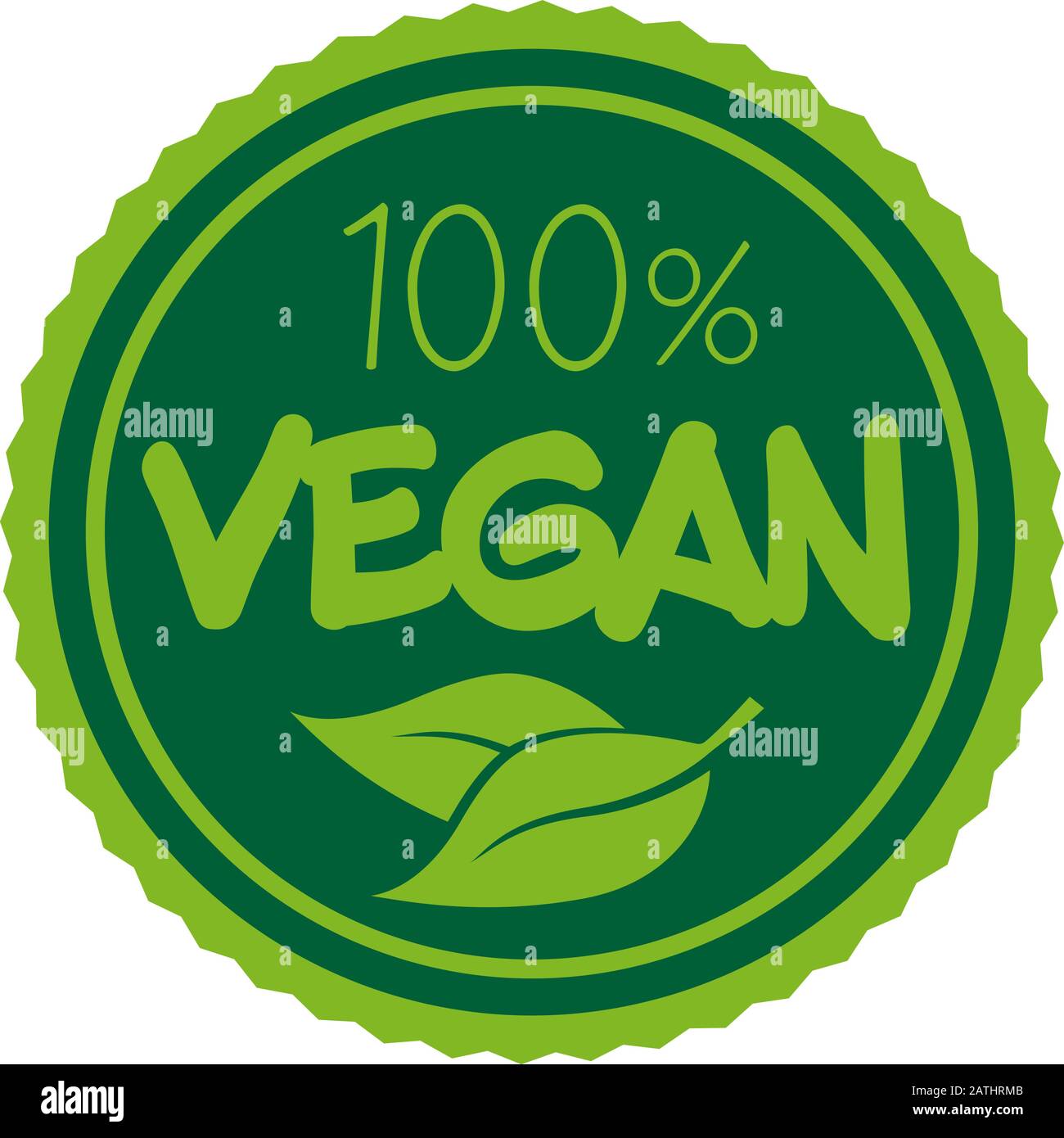 Immagine vettoriale etichetta o badge VEGANO verde al 100% Illustrazione Vettoriale