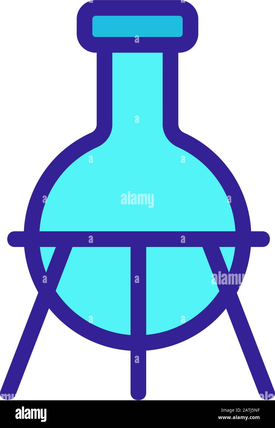 provetta sul vettore icona supporto. Illustrazione del simbolo del contorno isolato Illustrazione Vettoriale