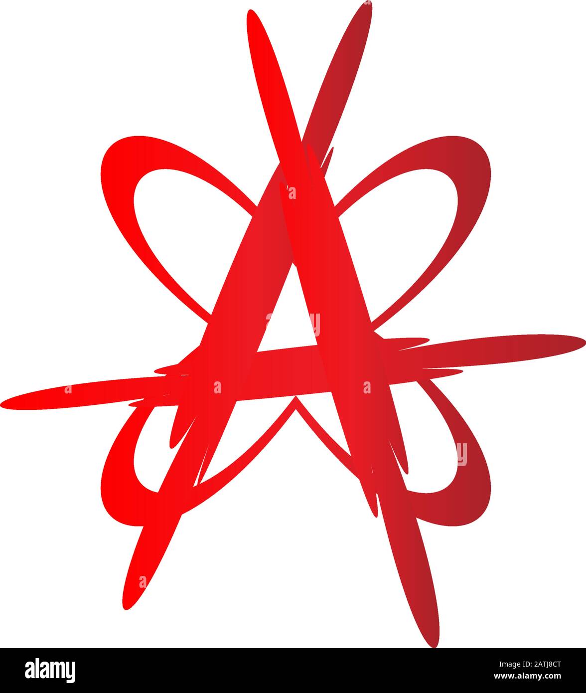 Simbolo di anarchia con forma a farfalla, lettera A modello di disegno con logo alfabetico, colore del sangue, file vettoriale EPS 10 Illustrazione Vettoriale