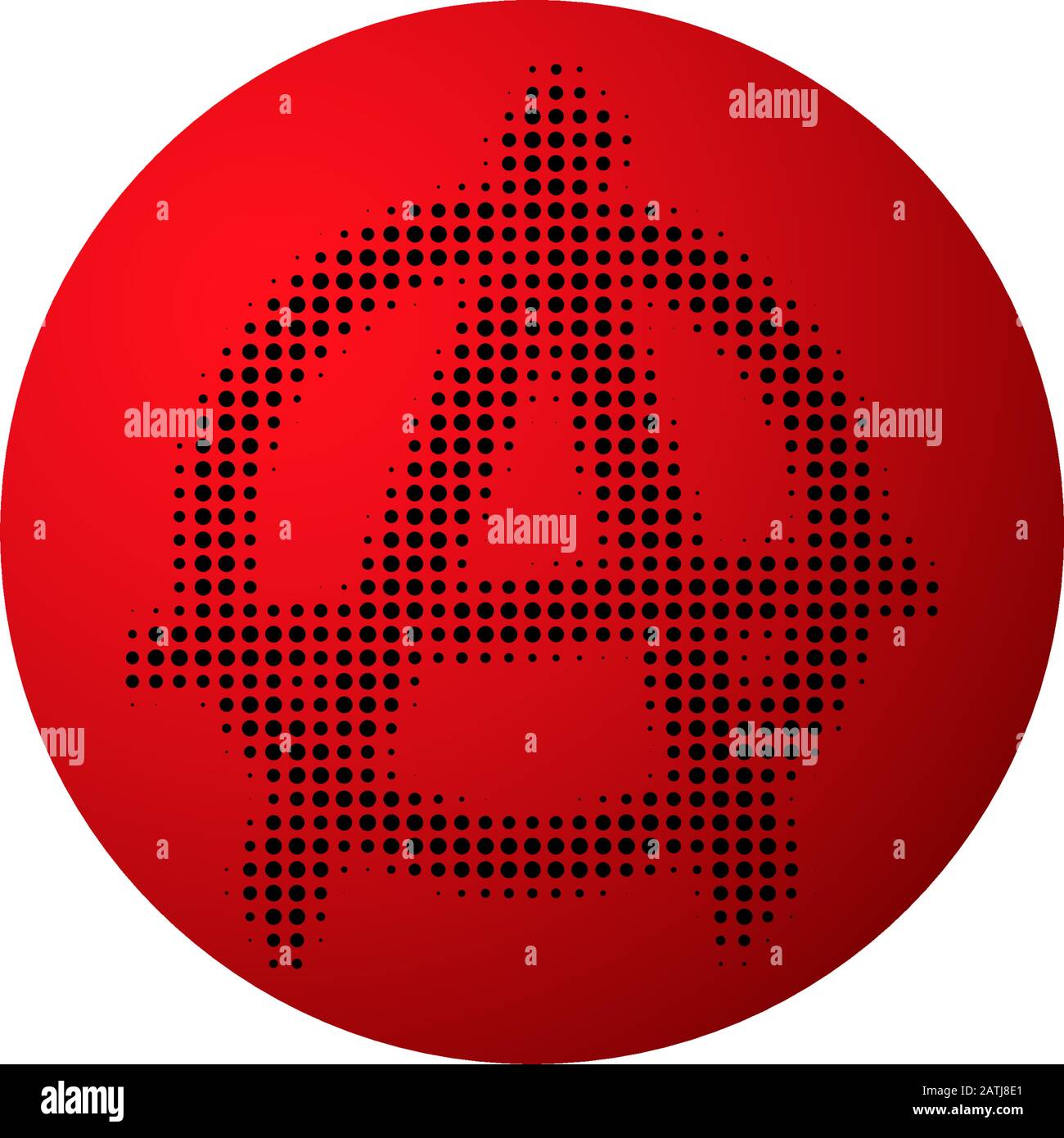 Segno Di Anarchia Nera Con Effetto Halftone Design E Elemento A Sfera Rosso, Oggetto Radiale Ellipse Shape, File Vettoriale Eps 10 Illustrazione Vettoriale