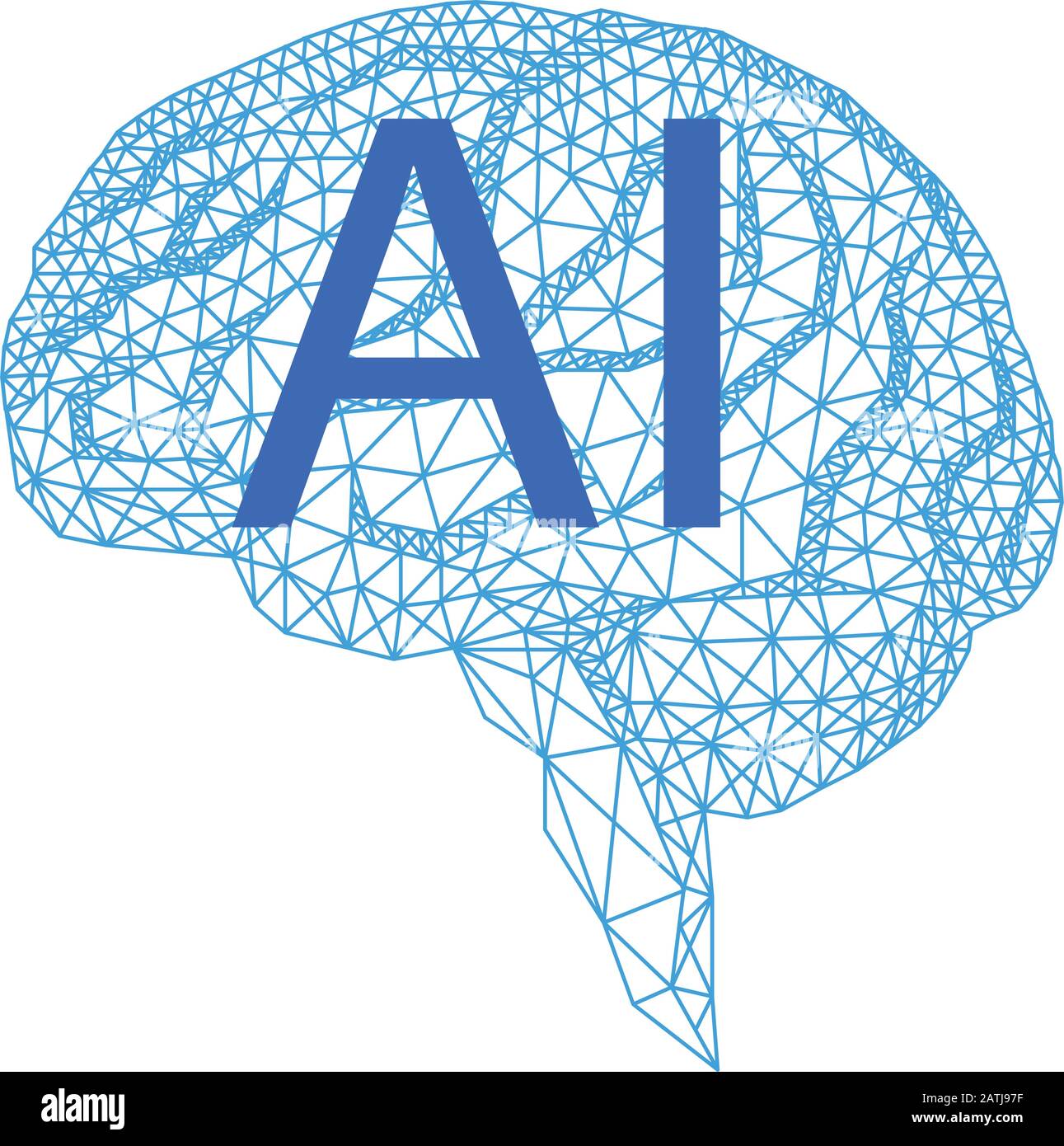 Intelligenza artificiale, cervello umano geometrico, illustrazione vettoriale su sfondo bianco Illustrazione Vettoriale