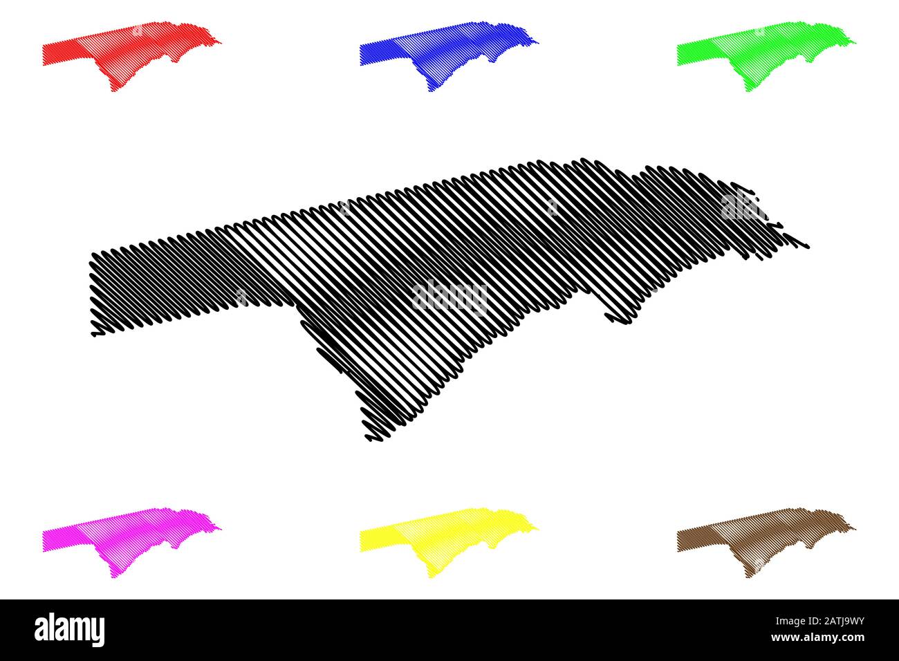 Zambesi regione (regioni della Namibia, Repubblica di Namibia) mappa illustrazione vettoriale, scribble schizzo Caprivi Regione mappa Illustrazione Vettoriale