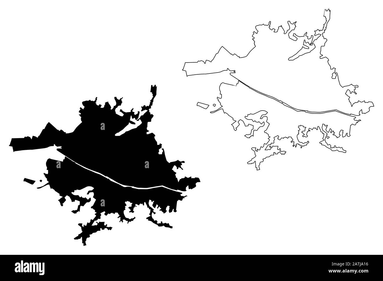 Città di Firenze (Repubblica Italiana, Italia, Toscana) mappa del vettore illustrazione, abbozzare schizzo Città di Firenze mappa Illustrazione Vettoriale