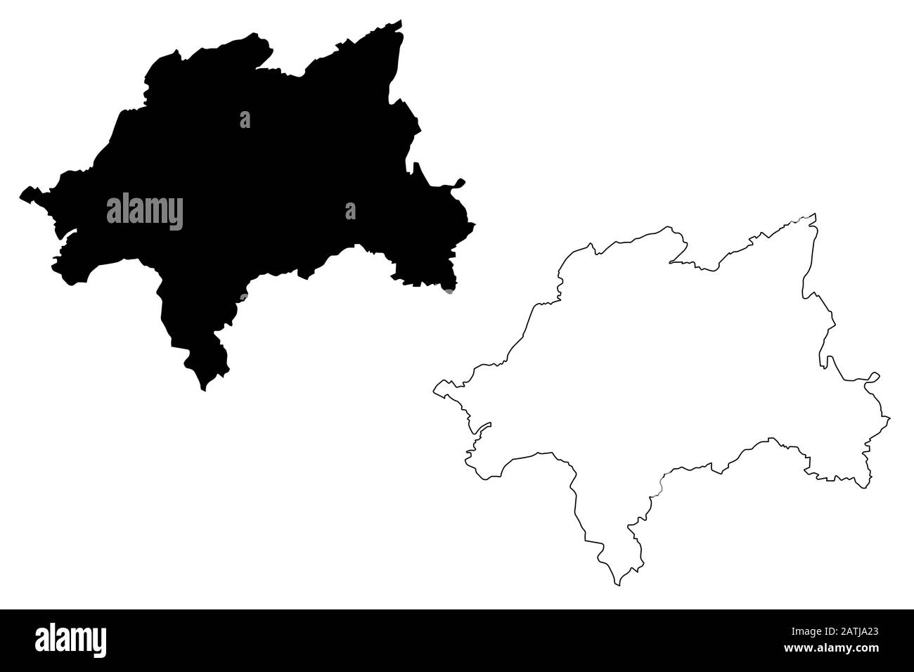 Città di Wuppertal (Repubblica federale di Germania, Renania settentrionale-Vestfalia) illustrazione del vettore di mappa, abbozzare la città di Wuppertal mappa Illustrazione Vettoriale