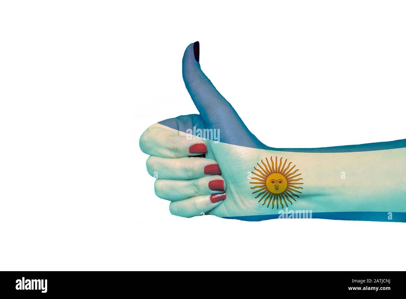 Bandiera del Vaticano dipinta a mano che mostra i pollici in su Foto Stock