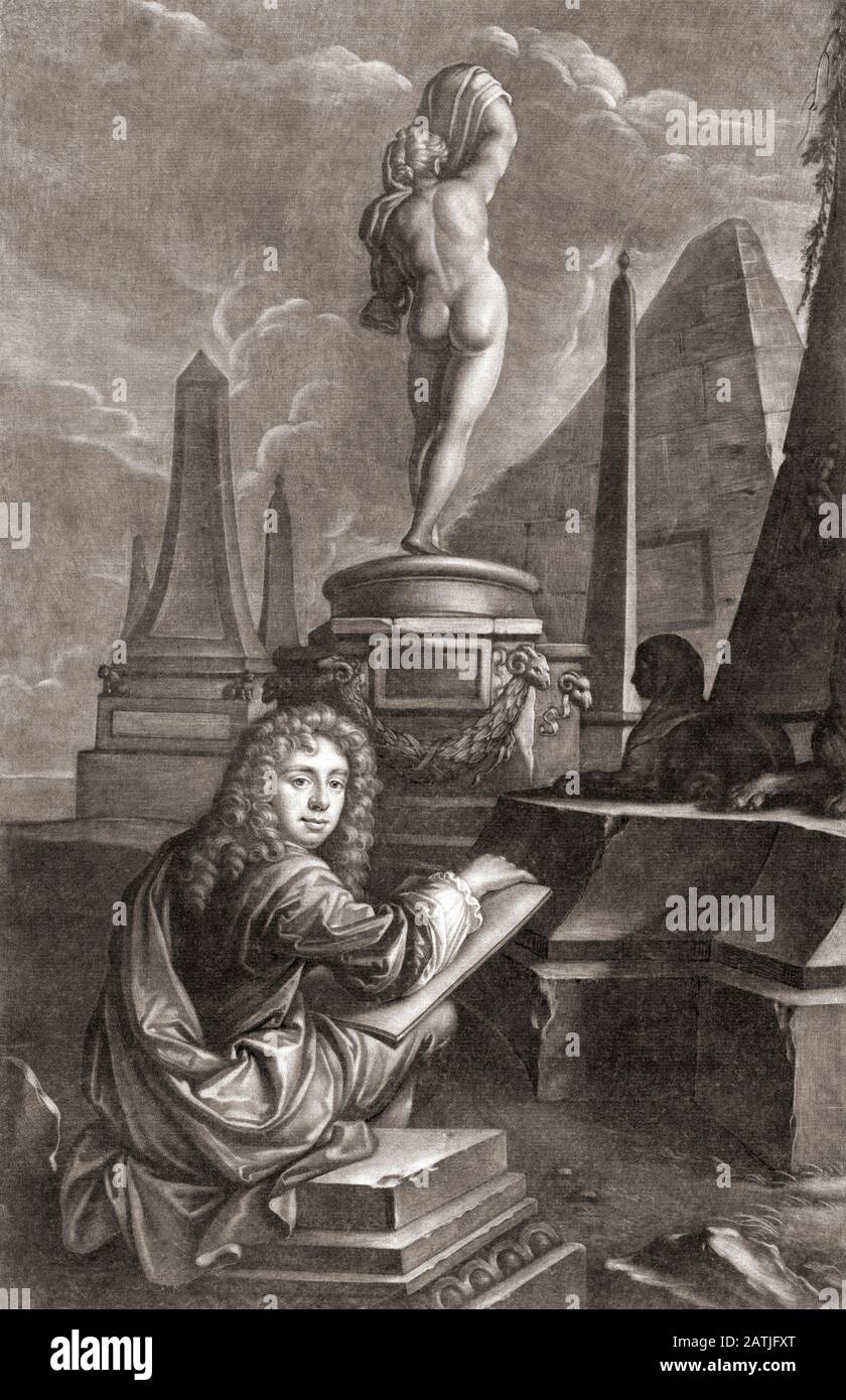 Hadriaan Beverland, 1650 - 1716. Conosciuto anche come Adrian Beverland. Studioso umanista olandese. Foto Stock