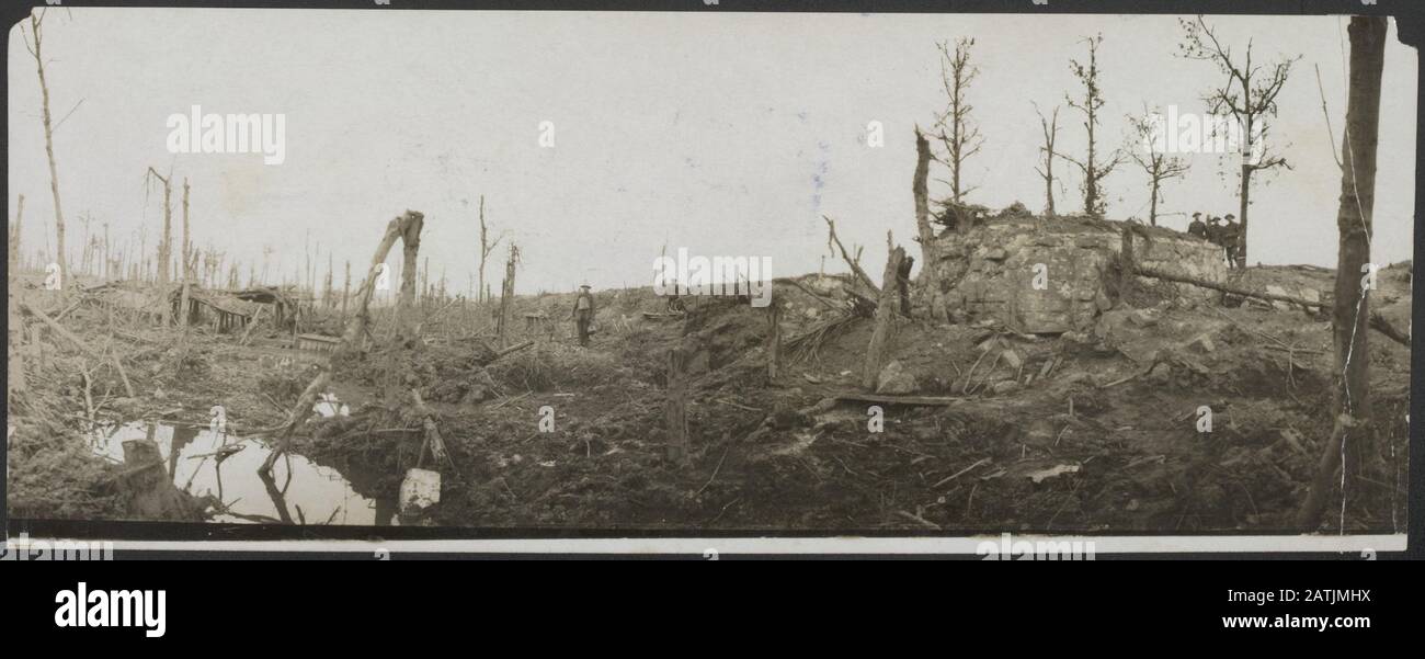 La grande battaglia di Messines Ridge Descrizione: Schiacciato Boch fortezza e trincee Annotazione: La Grande Battaglia di Messines. Devastato fortezza tedesca e distrutto trincee Data: {1914-1918} luogo: Belgio, Mesen Parole Chiave: WWI, fronti, soldati, distruzione Foto Stock