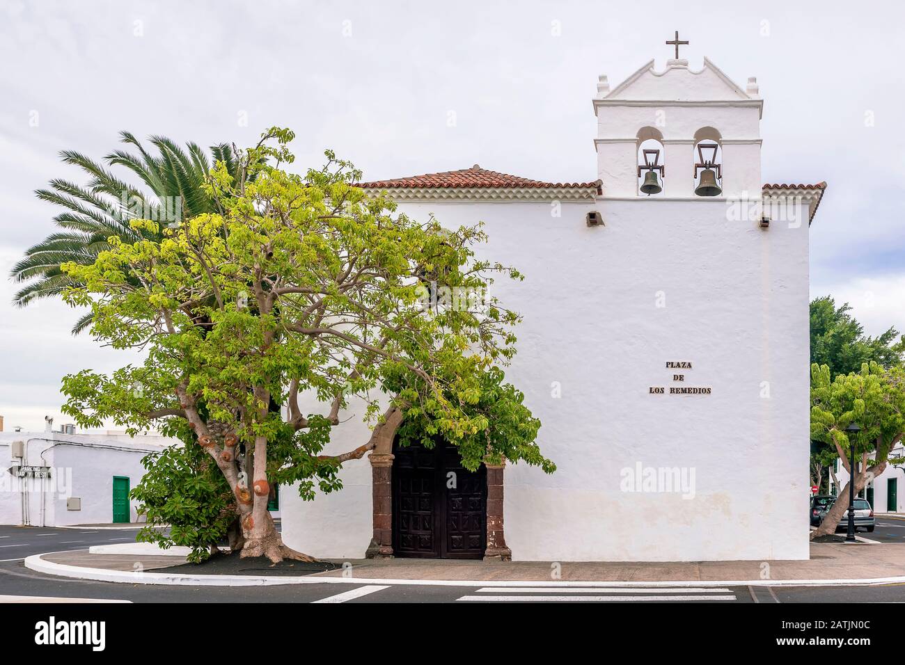 La chiesa parrocchiale di Nostra Signora di los Remedios a Yaiza, Lanzarote, Isole Canarie, Spagna Foto Stock