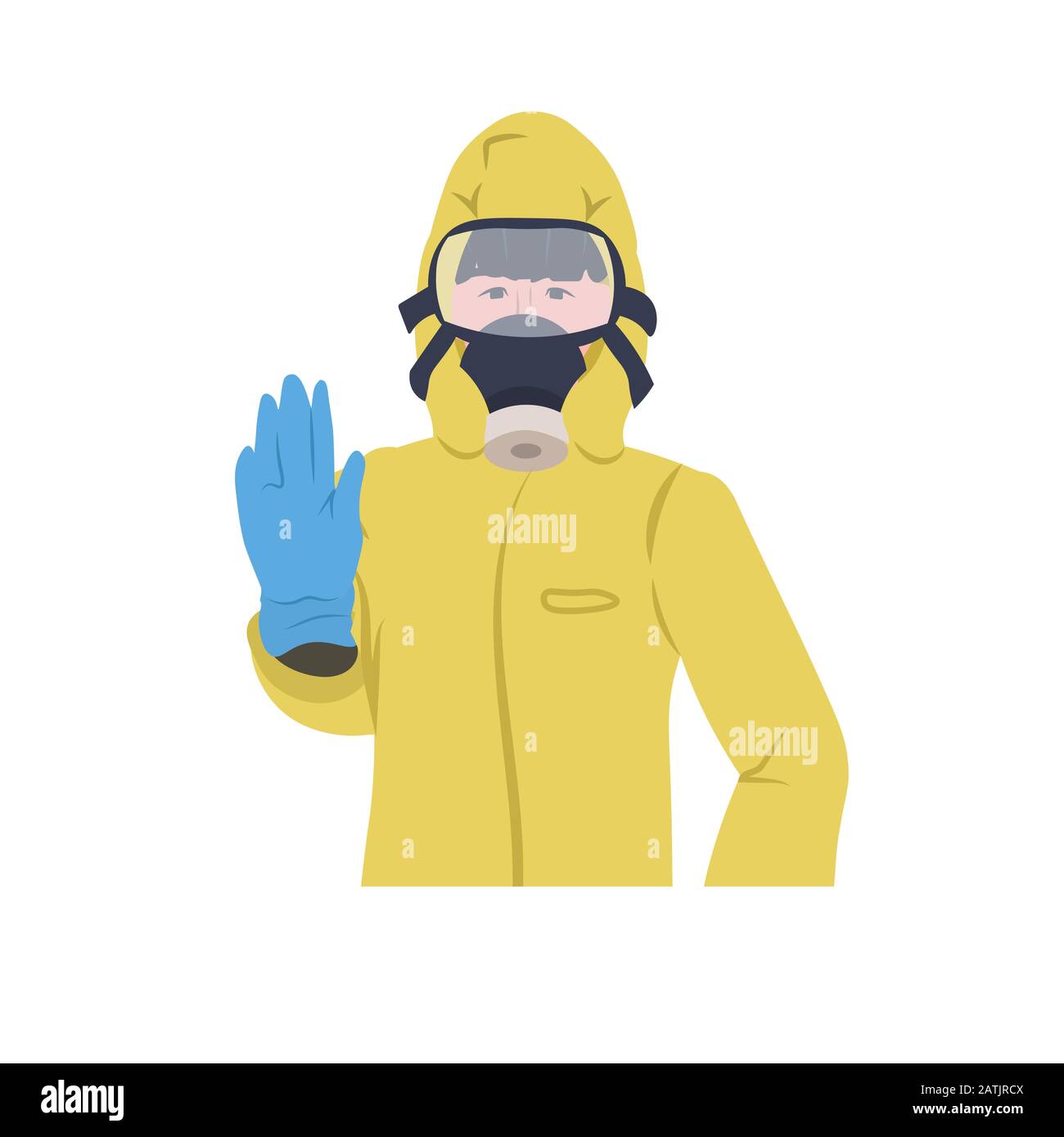 Uomo in tuta Hazmat e maschera di protezione per prevenire epidemia MERS-cov wuhan coronavirus 2019-nCoV pandemia di salute medica rischio ritratto vettore illustrazione Illustrazione Vettoriale