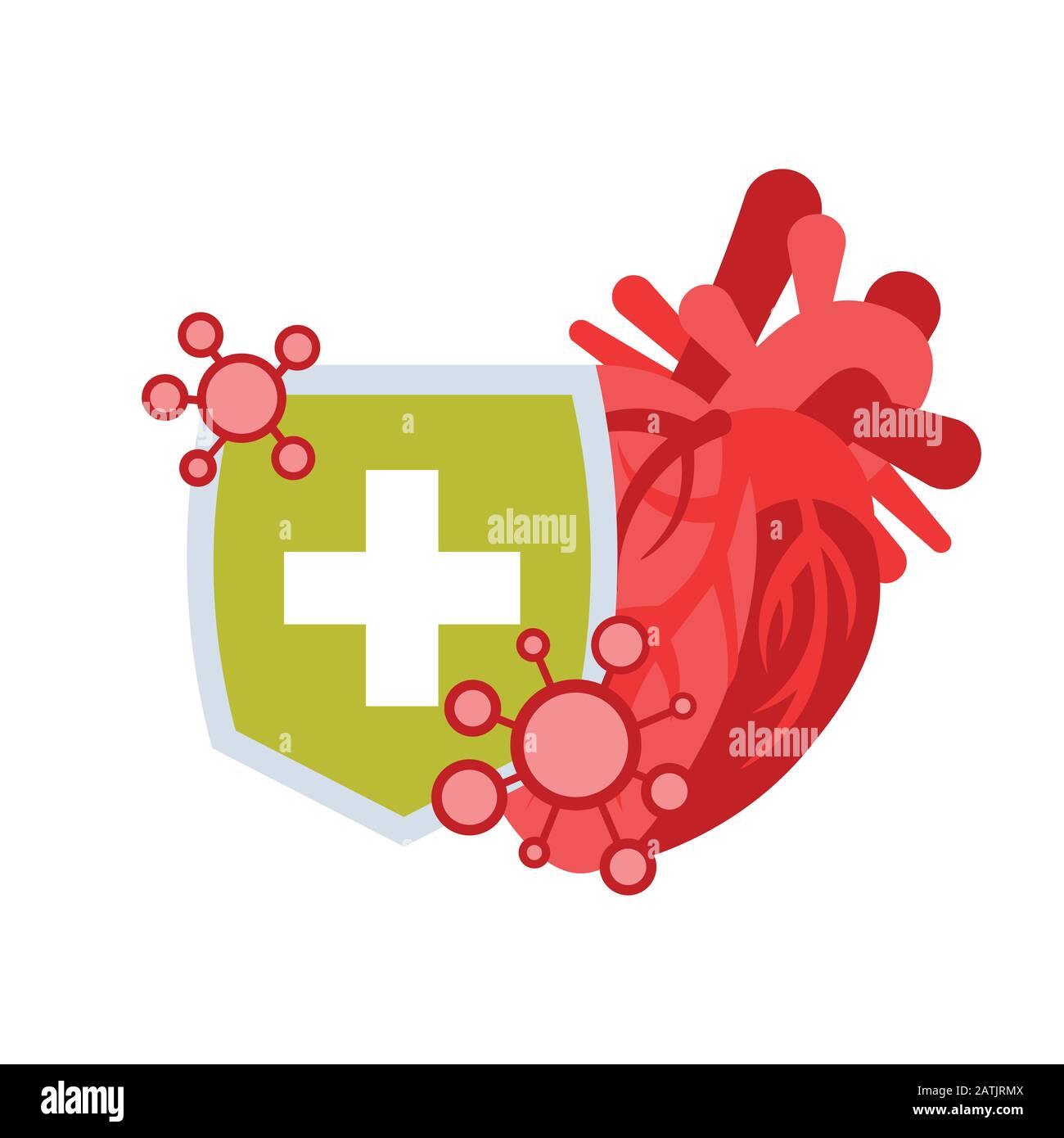 Epidemia MERS-cov influenza fluttuante protezione del cuore umano protezione del virus concetto di protezione del virus wuhan coronavirus 2019-nCoV pandemia salute medica rischio illustrazione vettoriale Illustrazione Vettoriale