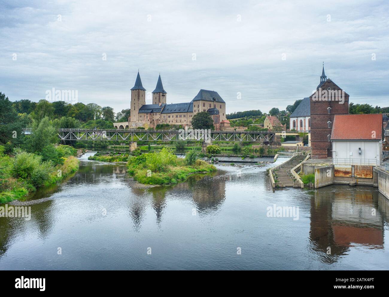 Rochlitz Germania con castello medievale Foto Stock