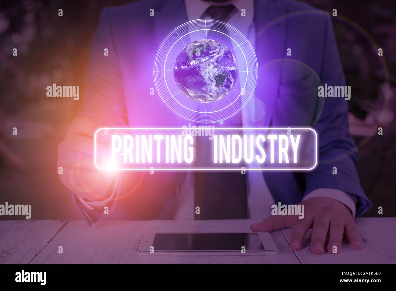 Segno di testo che mostra il settore della stampa. Business photo text industria coinvolta nella produzione di elementi di materia stampata di questa immagine fornita dalla NASA Foto Stock