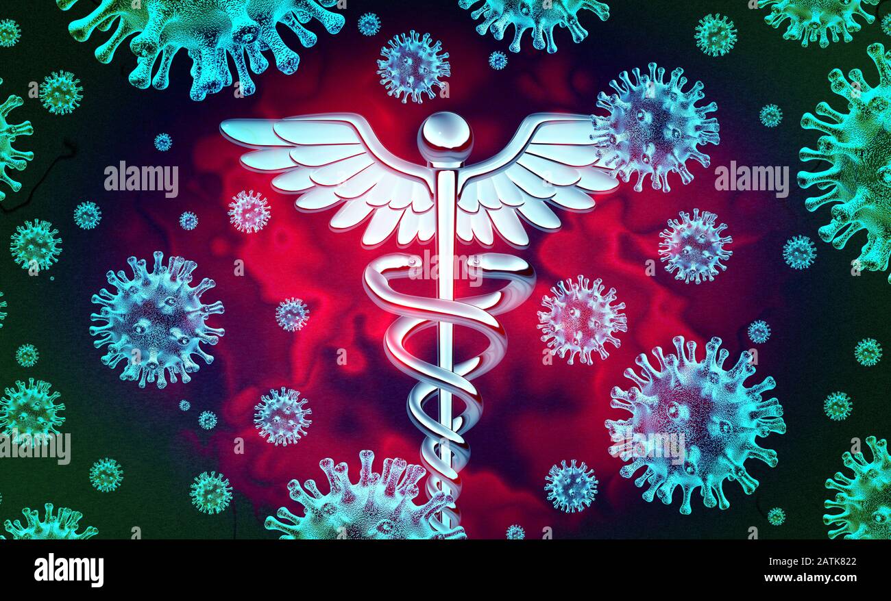Infezione da virus sanitario e coronavirus focolaio o polmonite virale e coronavirus influenza come un pericoloso caso di influenza come pandemia. Foto Stock