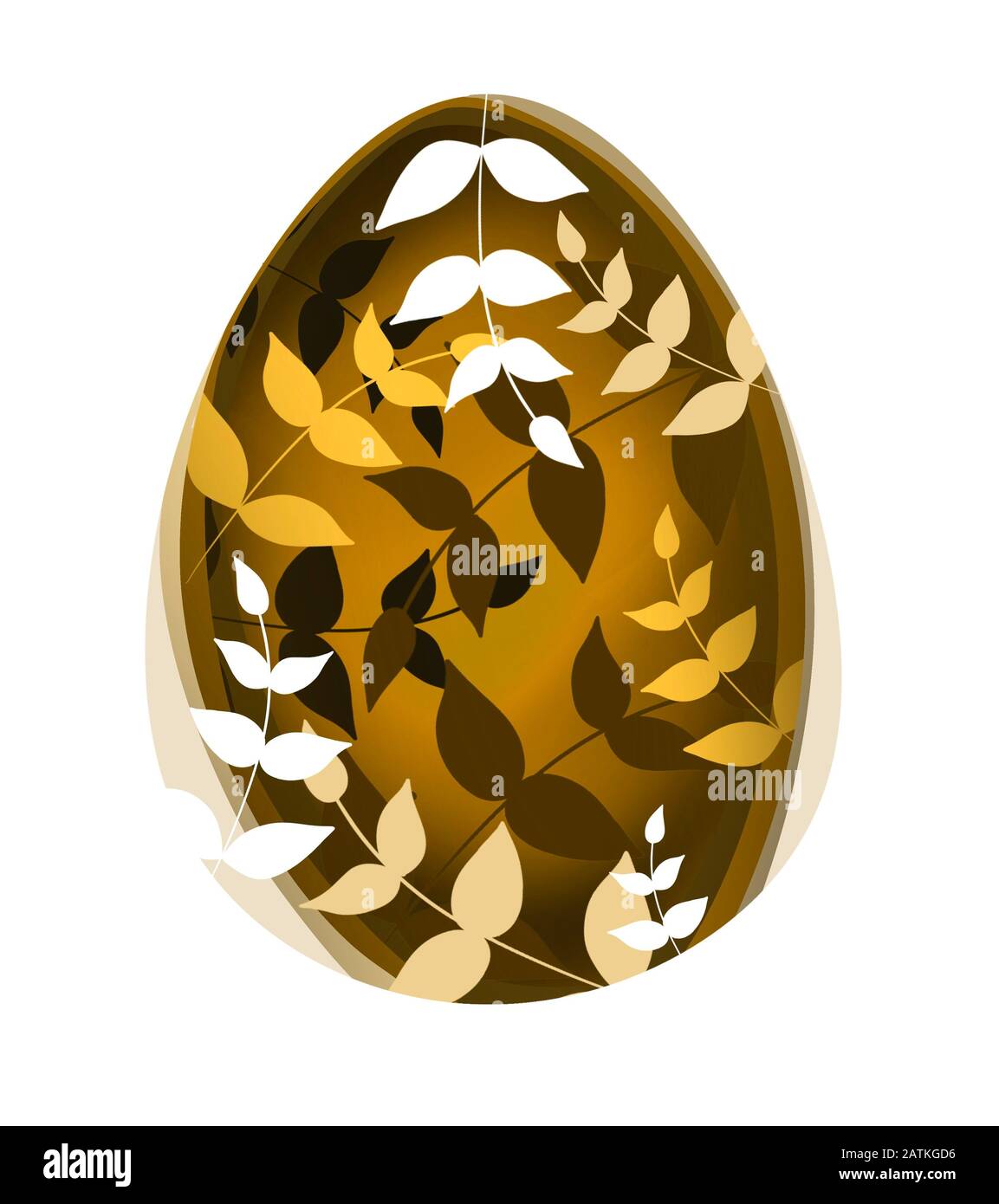 Illustrazione di un uovo di Pasqua e piante al suo interno Foto Stock