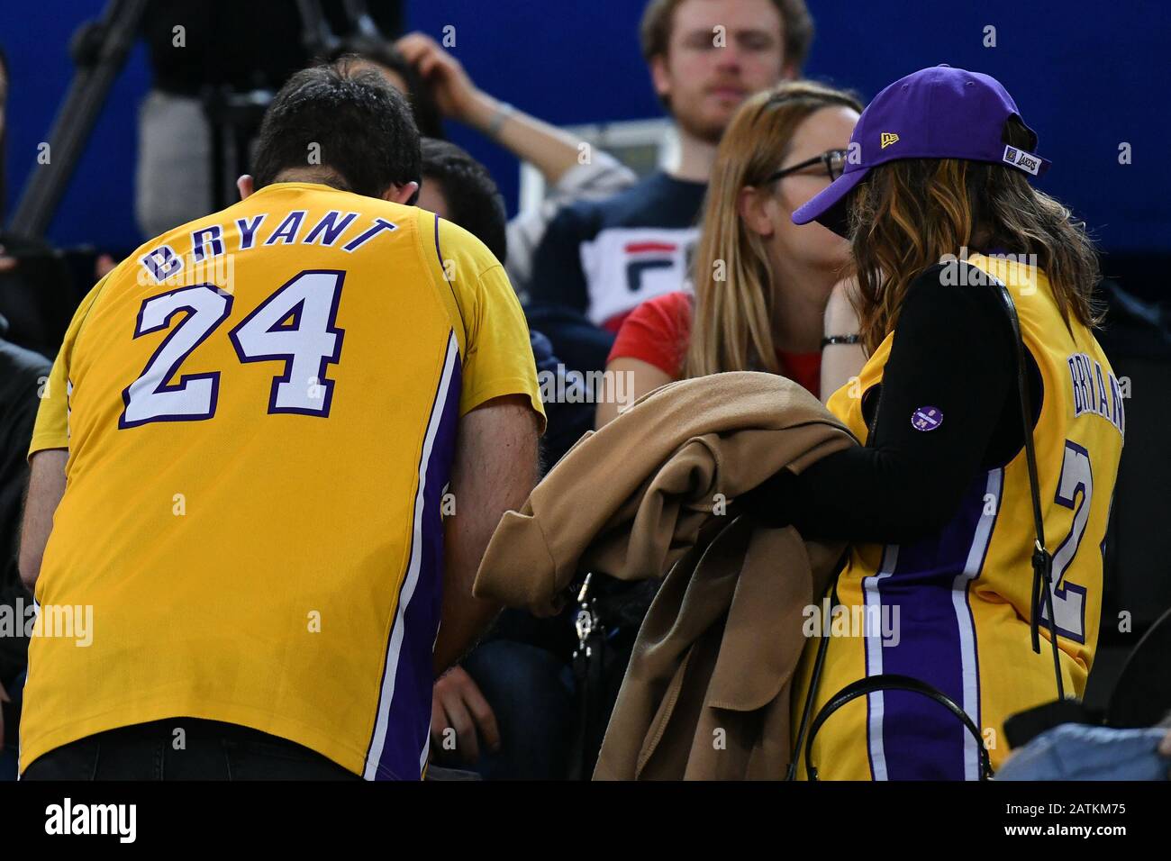 Virtus Roma, che vede Oriora Pistoia passo 80-81 dopo il cesto 2" dalla fine di Johnson, esce sconfitto ancora una volta sulla sirena. Partita giocata in memoria di Kobe Bryant, celebrata dalle due squadre con una camicia indossata durante il riscaldamento. (Foto Di Domenico Cippitelli/Pacific Press) Foto Stock