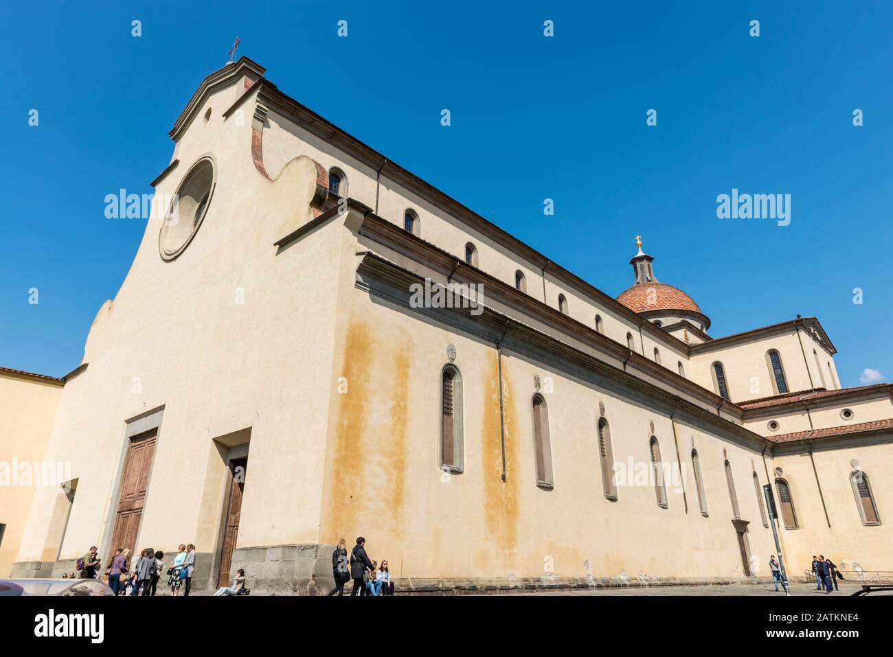 Firenze, ITALIA - 26 MARZO 2016: Ampia panoramica della Basilica di Santo Spirito, importante chiesa cattolica di Firenze Foto Stock