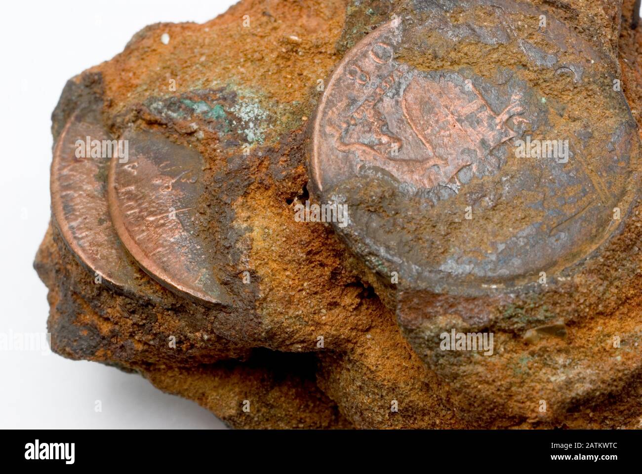 Monete Recuperate dal Wreck dell'ammiraglio Gardener Foto Stock