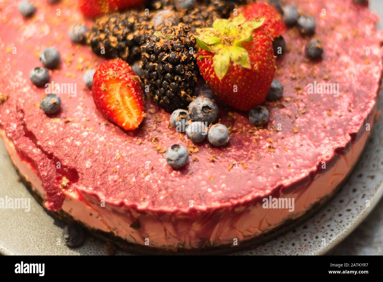 Cheesecake con frutti di bosco Foto Stock