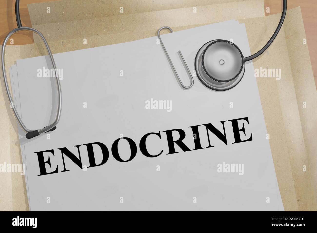 3D illustrazione del titolo ENDOCRINO su un documento medico Foto Stock