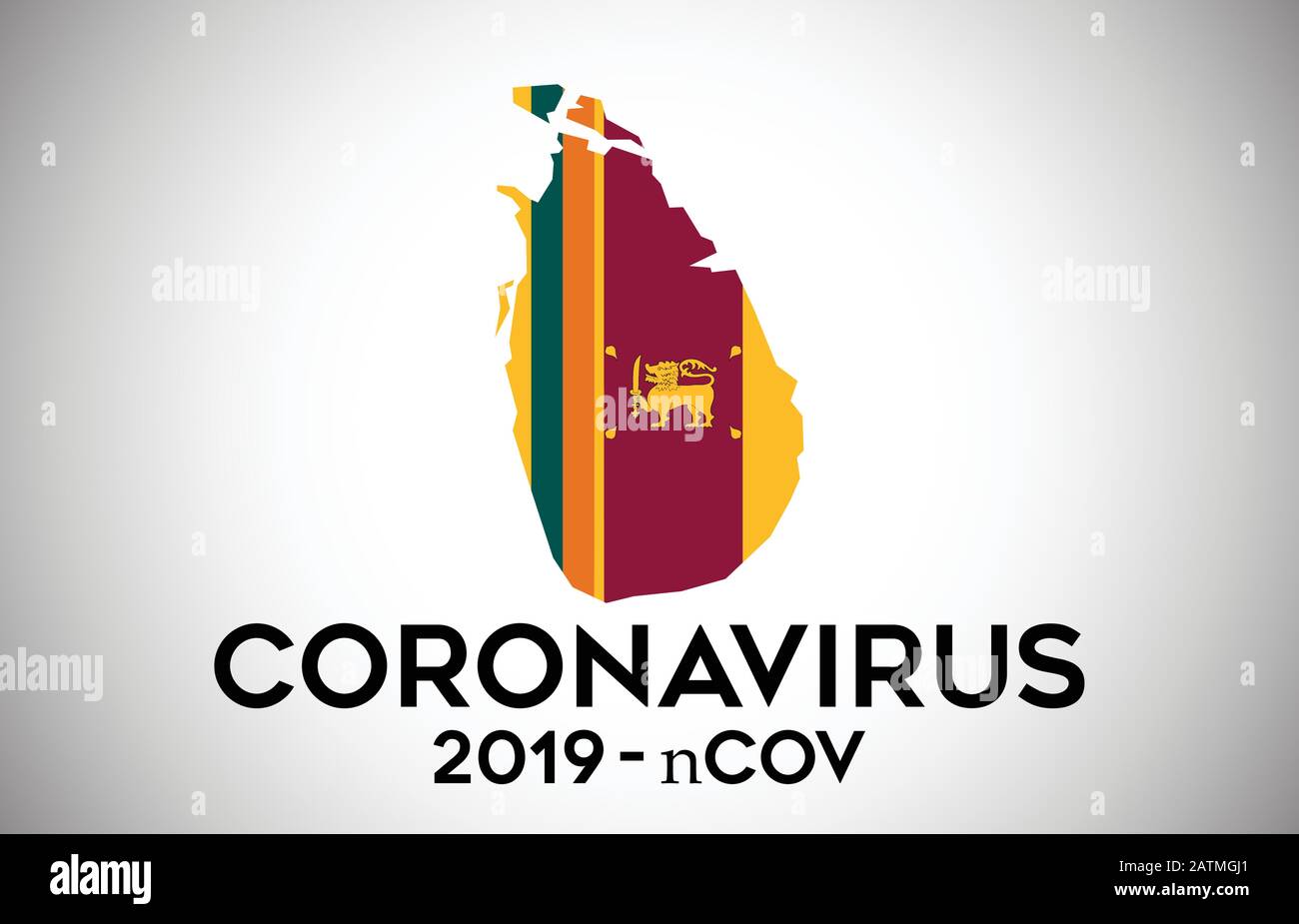 Coronavirus in Sri Lanka e bandiera del paese all'interno della mappa del confine del paese Vector Design. 2019-nCoV con la mappa dello Sri Lanka con bandiera nazionale Vector Illustratio Illustrazione Vettoriale