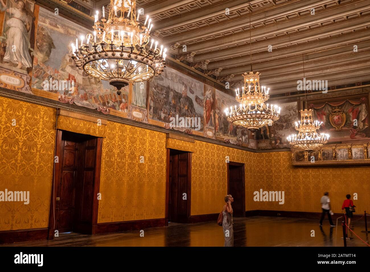 L'interno del Palazzo del Grande Maestro a Valletta, Malta, le Camere di Stato, la Sala del Trono (Sala Suprema del Consiglio) dei Gran Maestri Dell'Ordine di San Giovanni Foto Stock