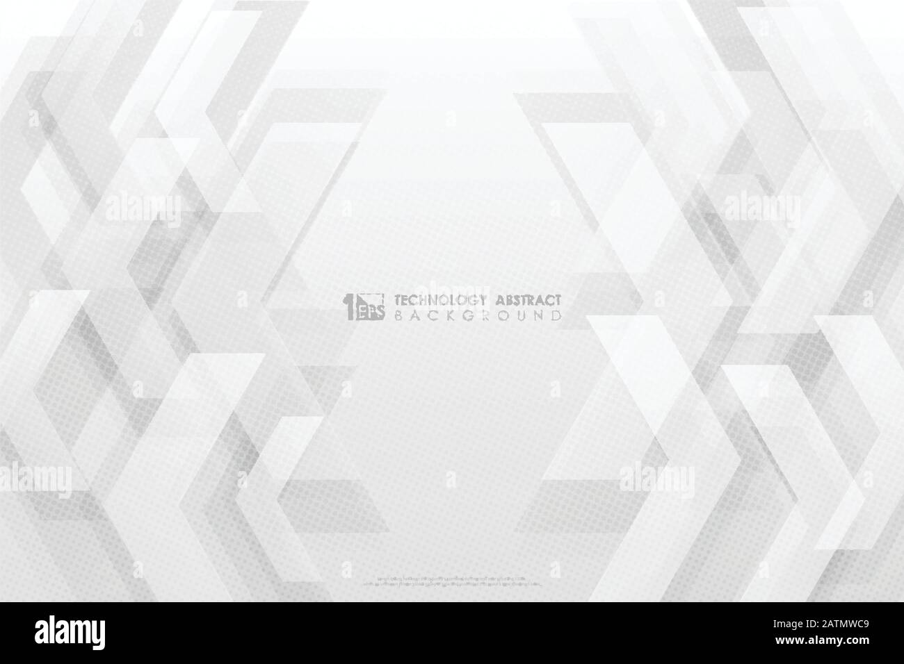 Astratta nuova tecnologia del disegno decorativo del motivo del triangolo della freccia sullo sfondo bianco. Decora per annuncio, poster, grafica, modello di disegno, stampa. Ill Illustrazione Vettoriale