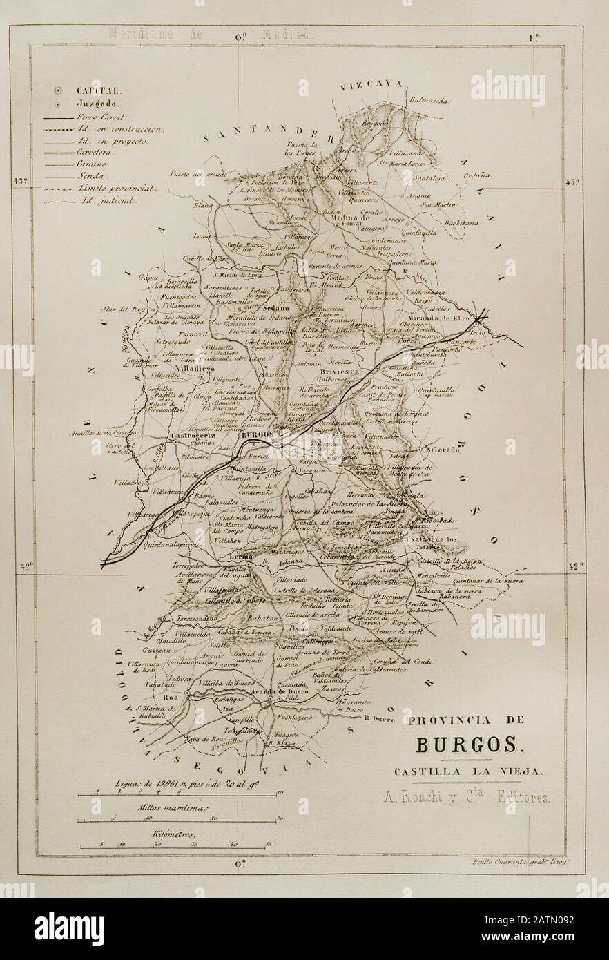 La provincia di Burgos. España. Crónica General de España, Historia Ilustrada y Descriptiva de sus Provincias. Castilla-La Vieja, 1870. Biblioteca Histórico Militar De Barcelona, Cataluña, España. Foto Stock