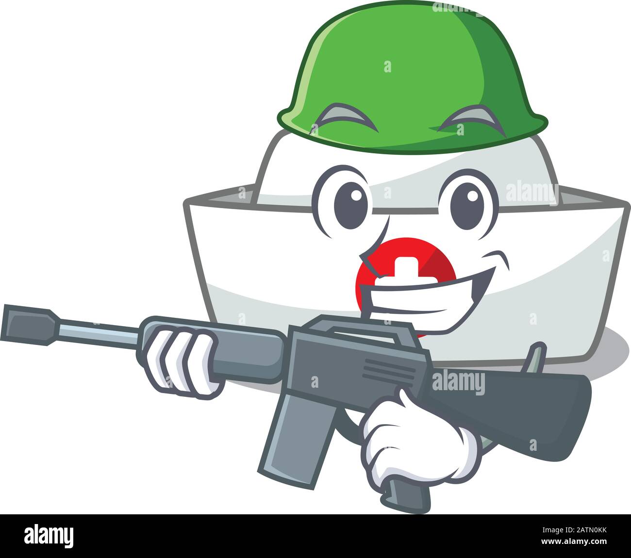 Un disegno cartoon di infermiera cappello Army con mitragliatrice Illustrazione Vettoriale