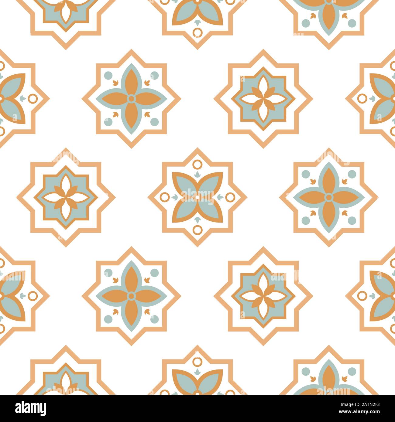 Arabesque senza cuciture disegni piastrelle. Piastrelle in ceramica orientale design colori pastello. Illustrazione Vettoriale