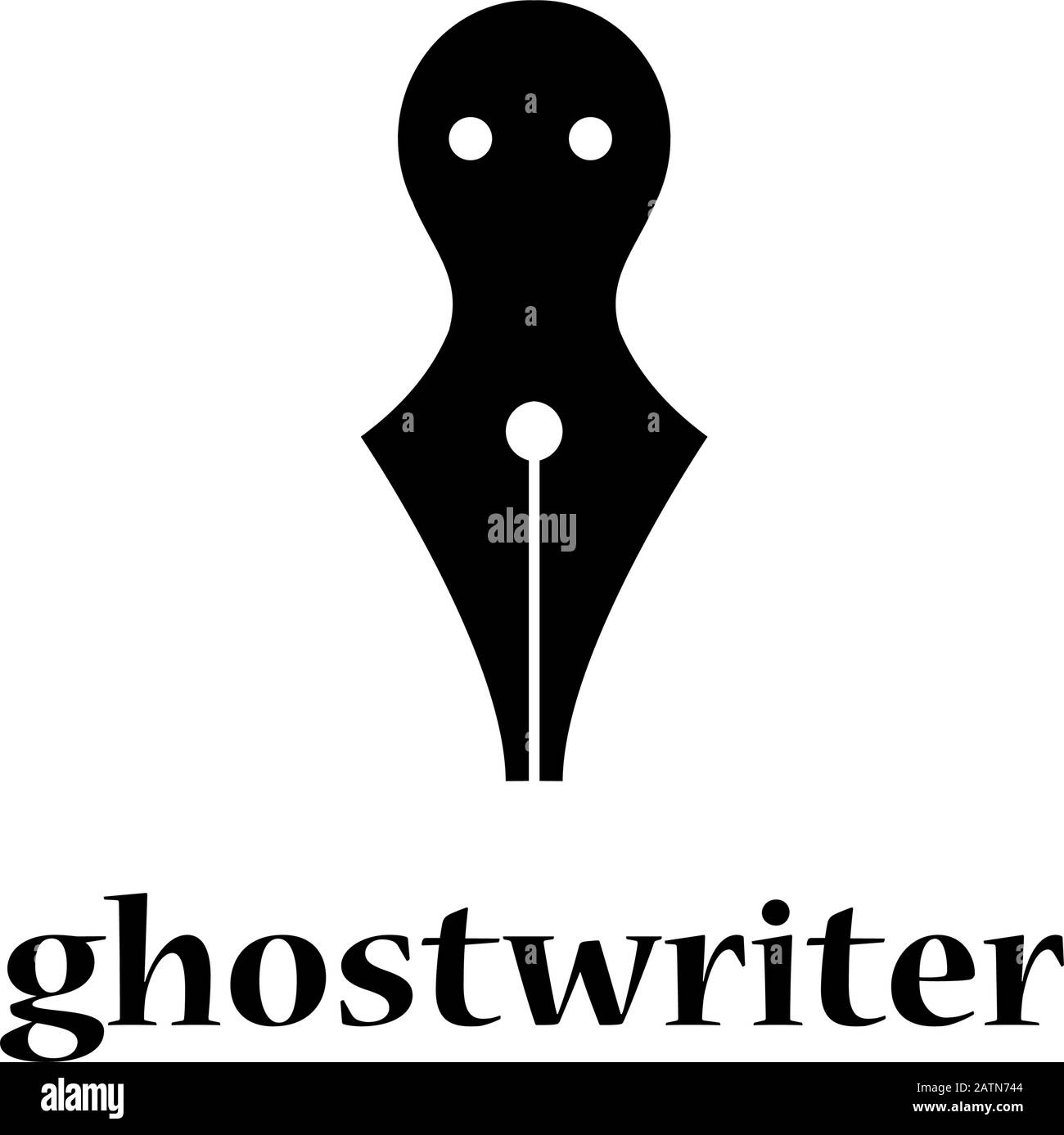 Segno vettore ghostwriter. Penna fontana e fantasma. Concetto di scrittore ombra Illustrazione Vettoriale