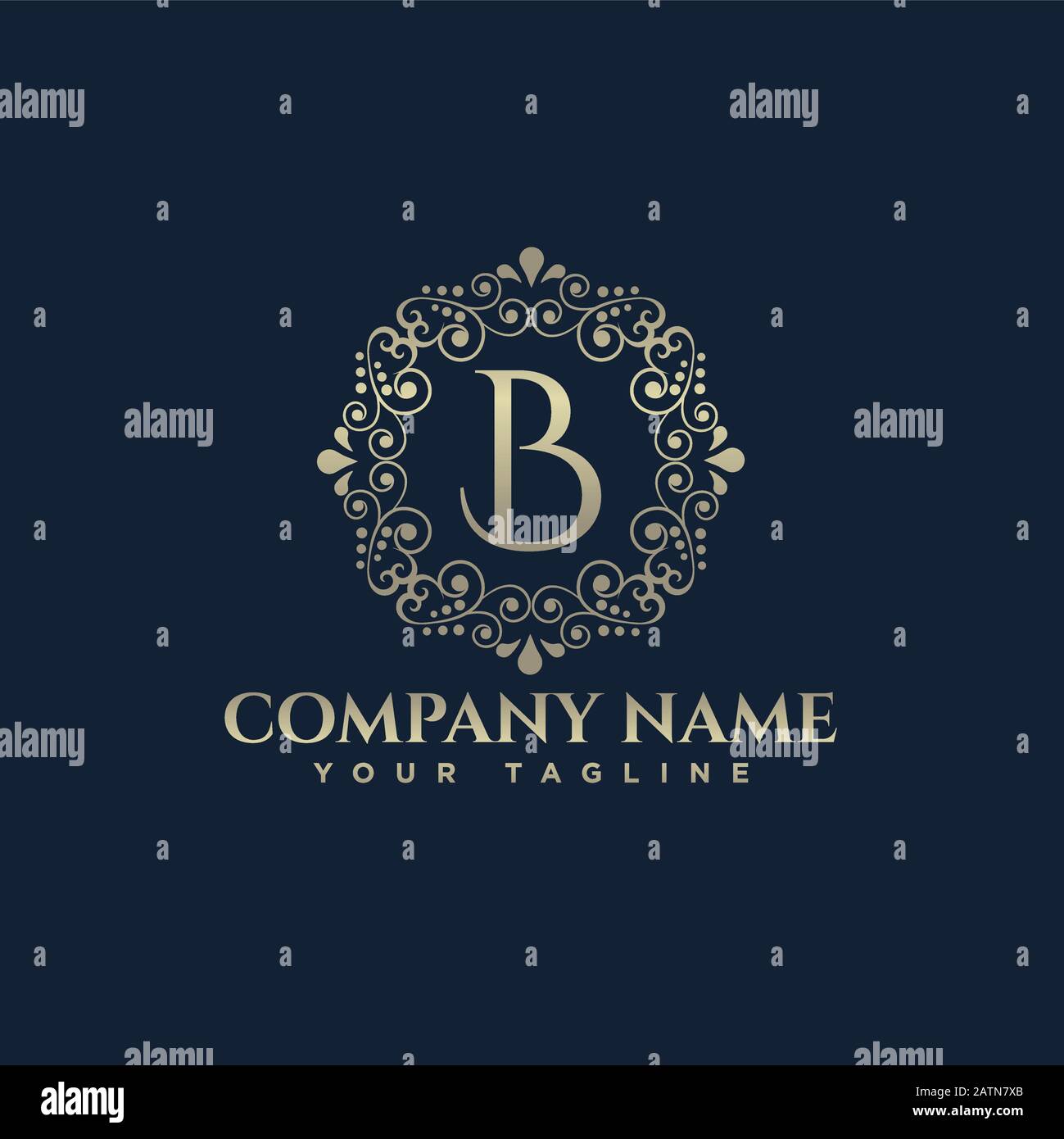 Segni e simboli degli ornamenti vettoriali vintage. Il modello del logo Letters B. Luxury. EPS 10 Illustrazione Vettoriale