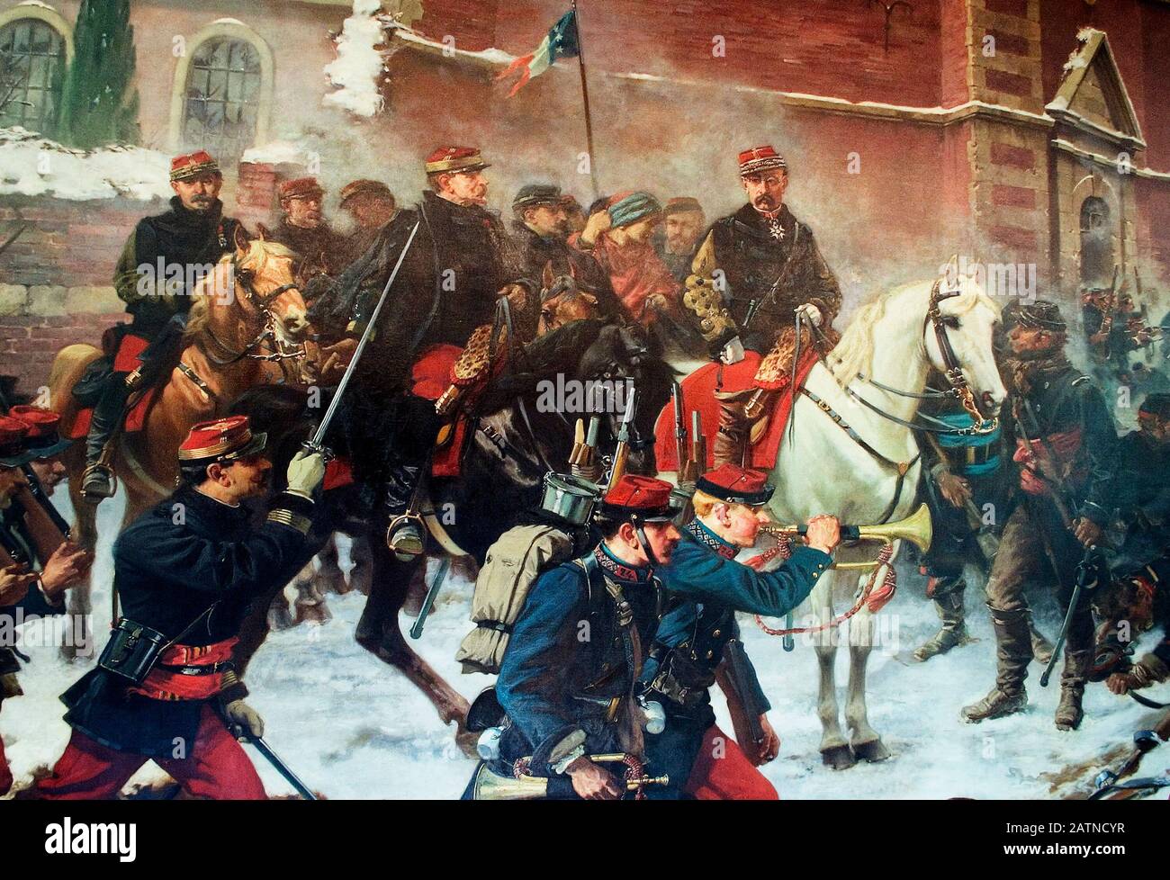 Battaglia DI BAPAUME 3 gennaio 1871 durante la guerra franco-prussiana che mostra il comandante francese generale Louis Faidherbe Foto Stock
