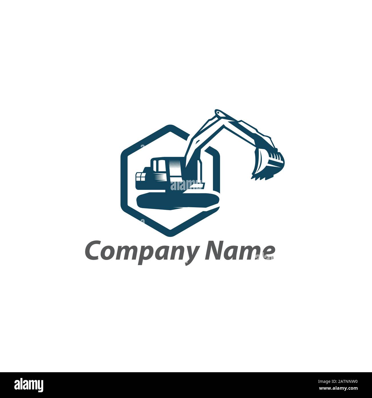 Macchina escavatore pesante con emblema tipo pala, Vector.EPS 10 Illustrazione Vettoriale